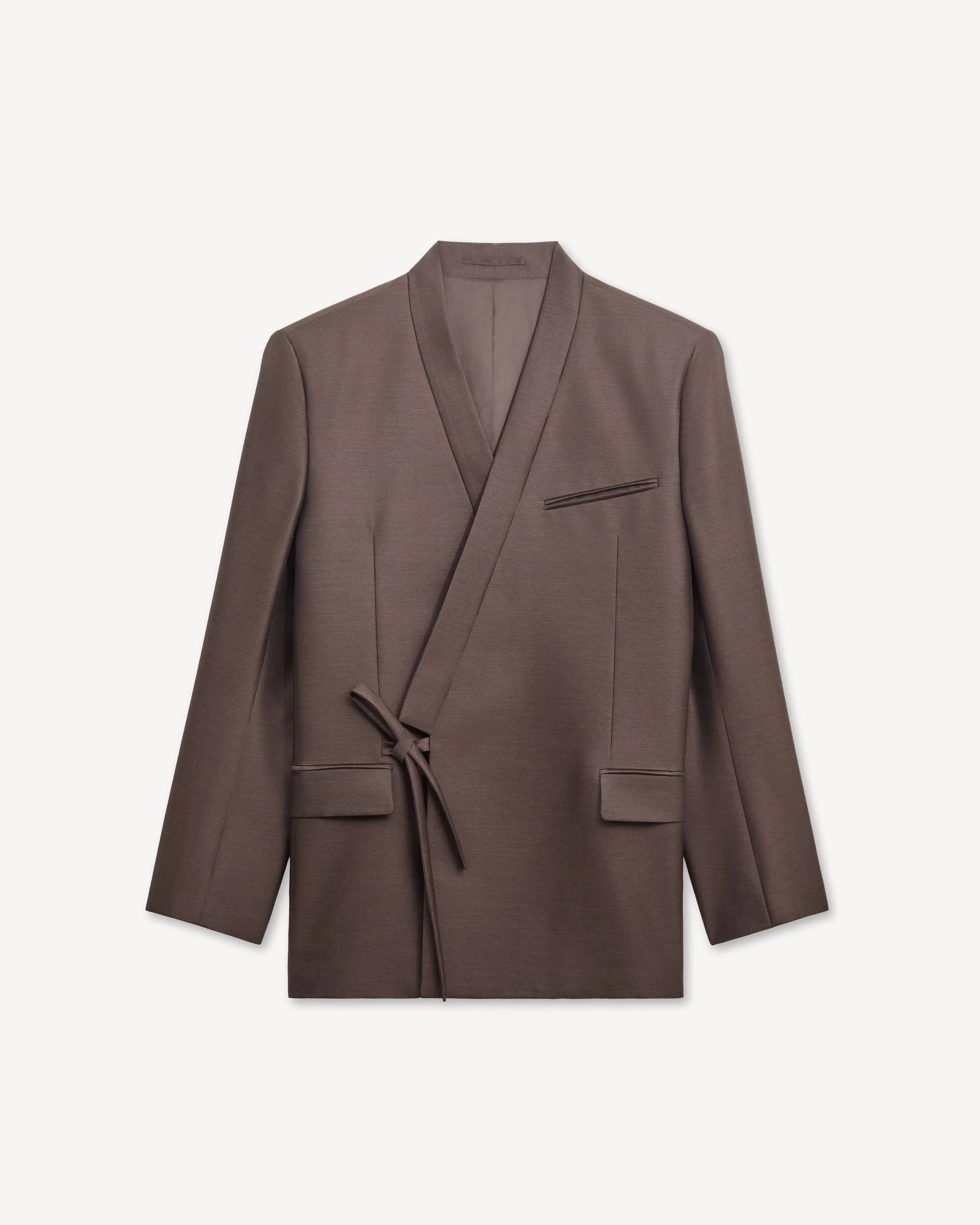 Double breasted kimono tailored jacket in virgin wool and silk - 1