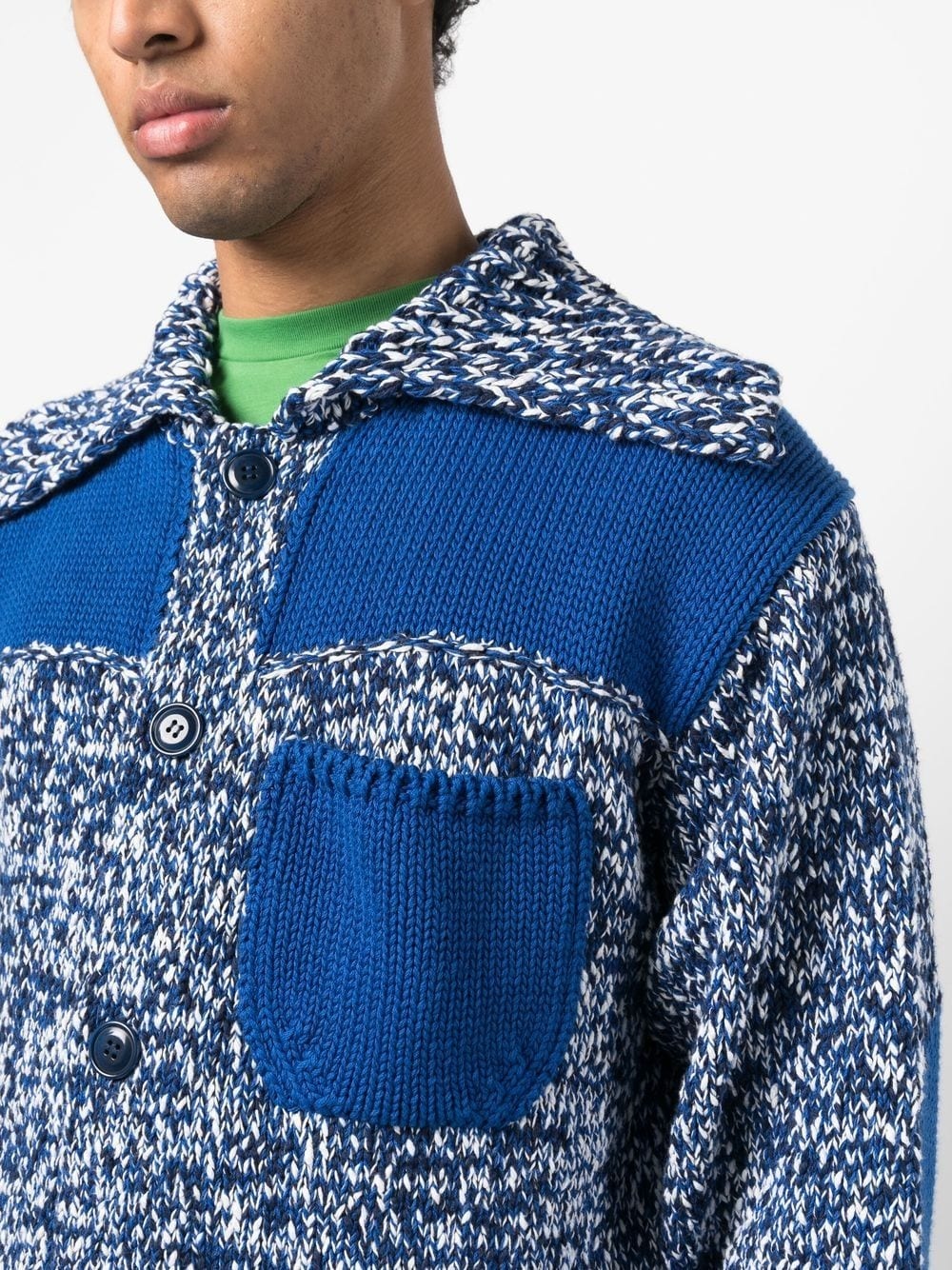 contrast-panel knitted cardigan - 5