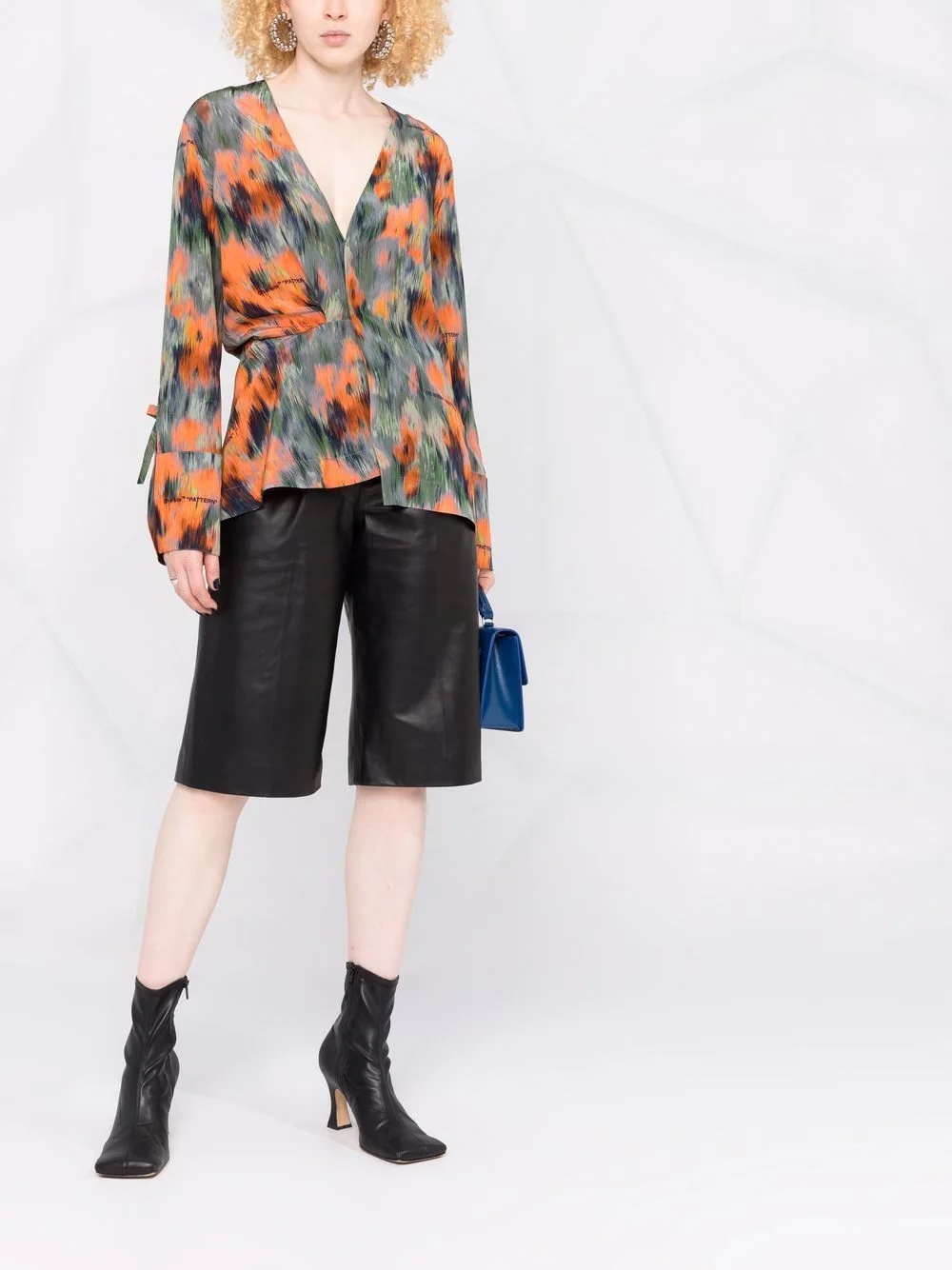 graphic-print silk blouse - 2