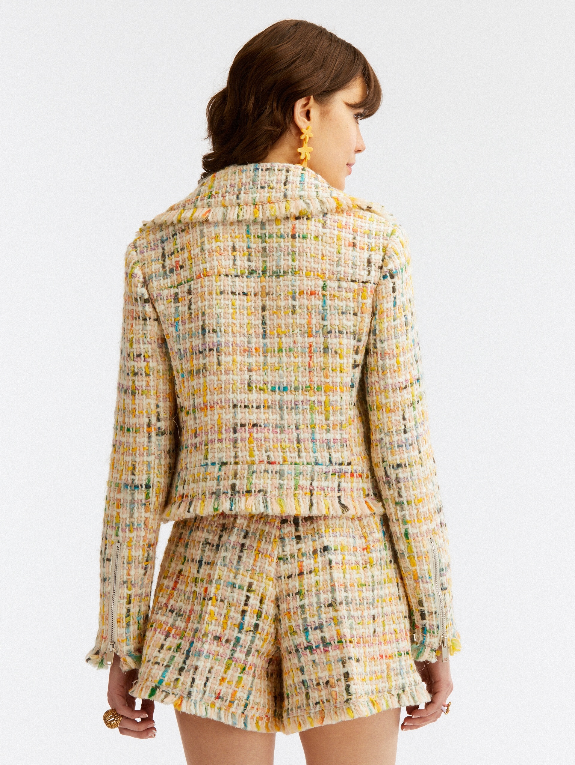 CROPPED TWEED MOTORCYCLE JACKET - 3