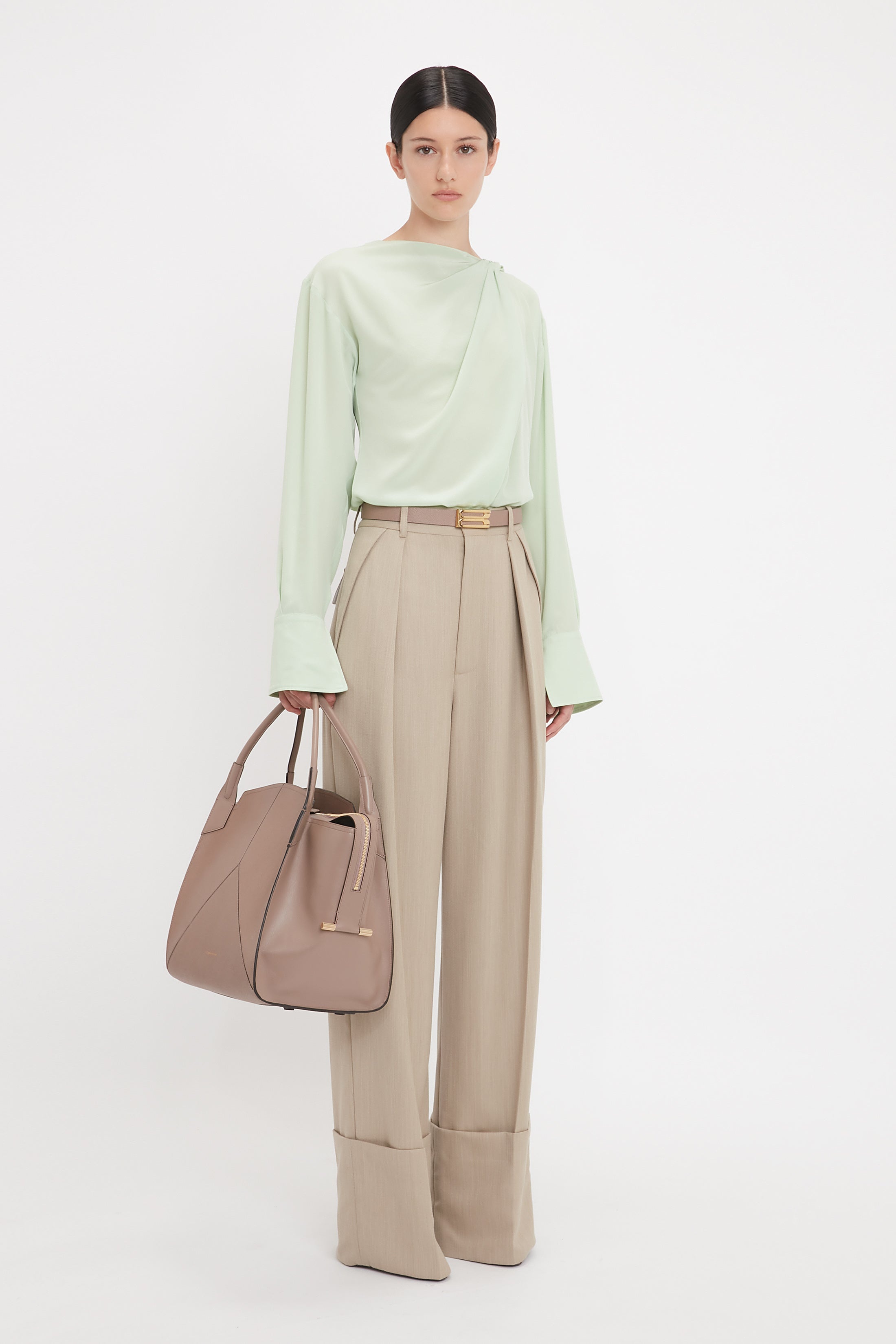 Victoria Bag In Dove Grey Grained Leather - 9