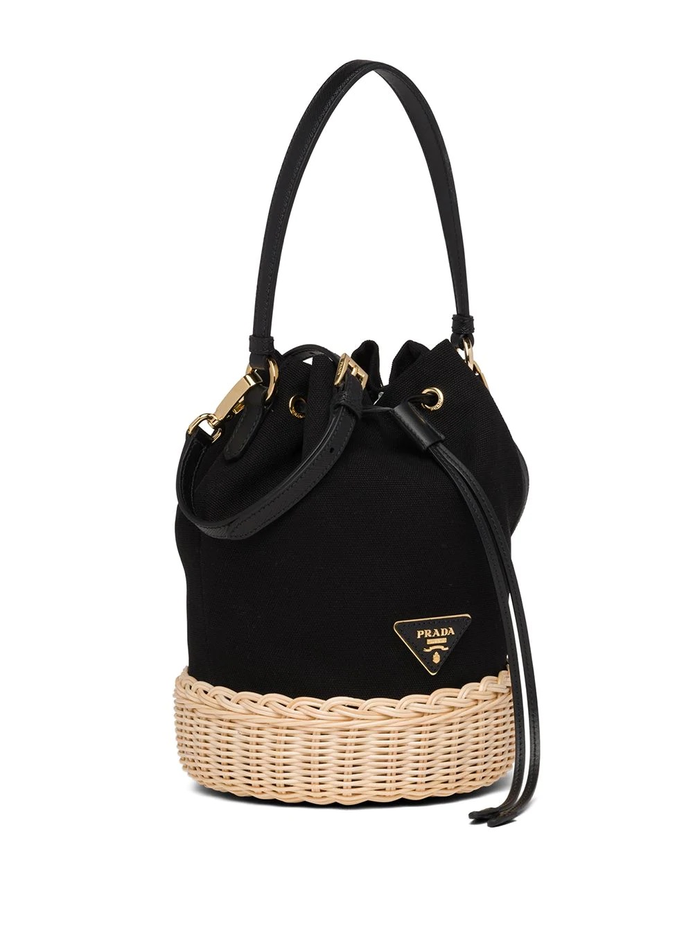 logo plaque wicker bucket bag - 6