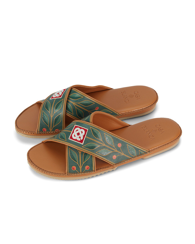 CASABLANCA Brown Laurel Leather Slipper outlook