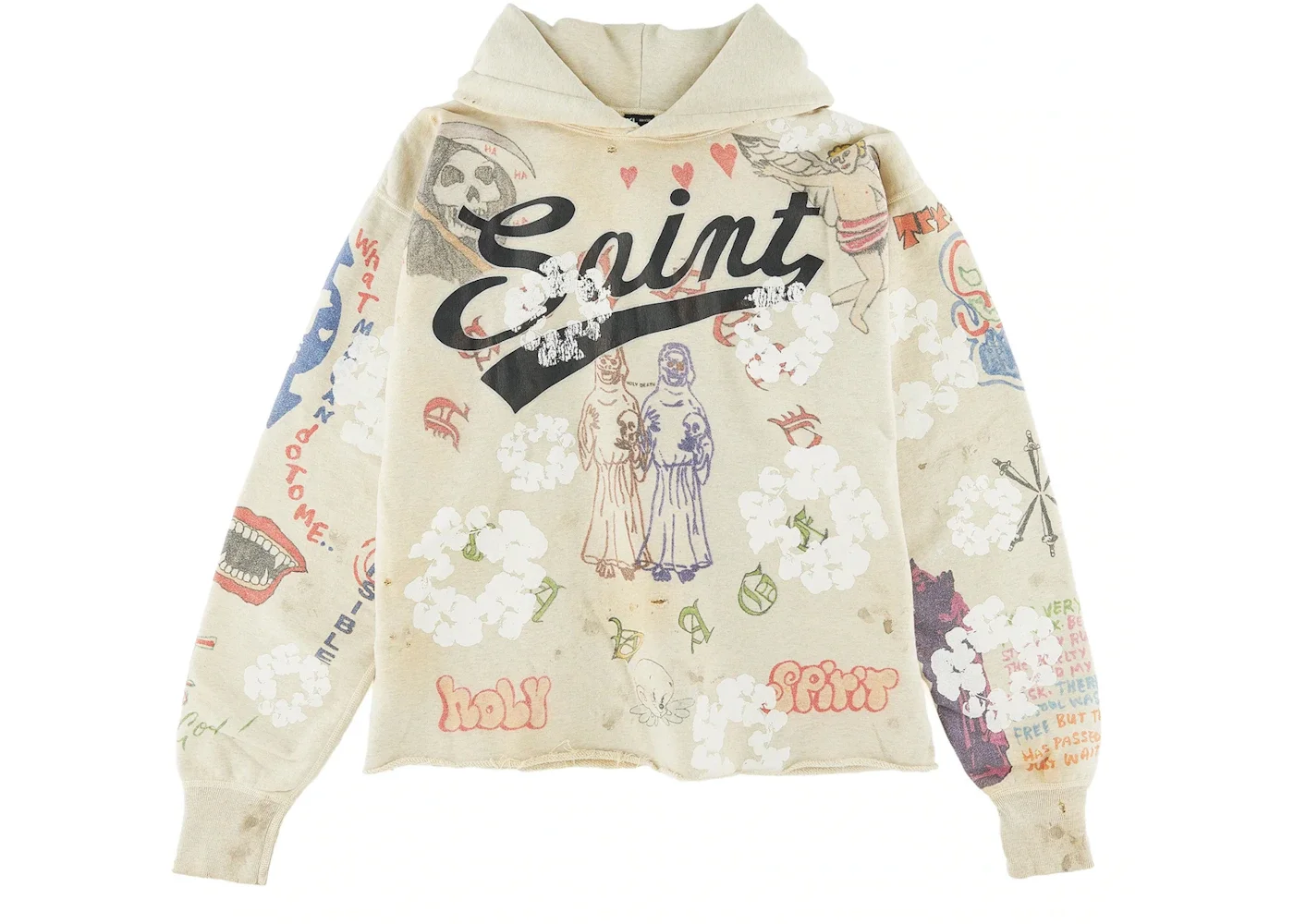 Saint Mxxxxxx x Denim Tears Graffiti Hoodie Grey - 1