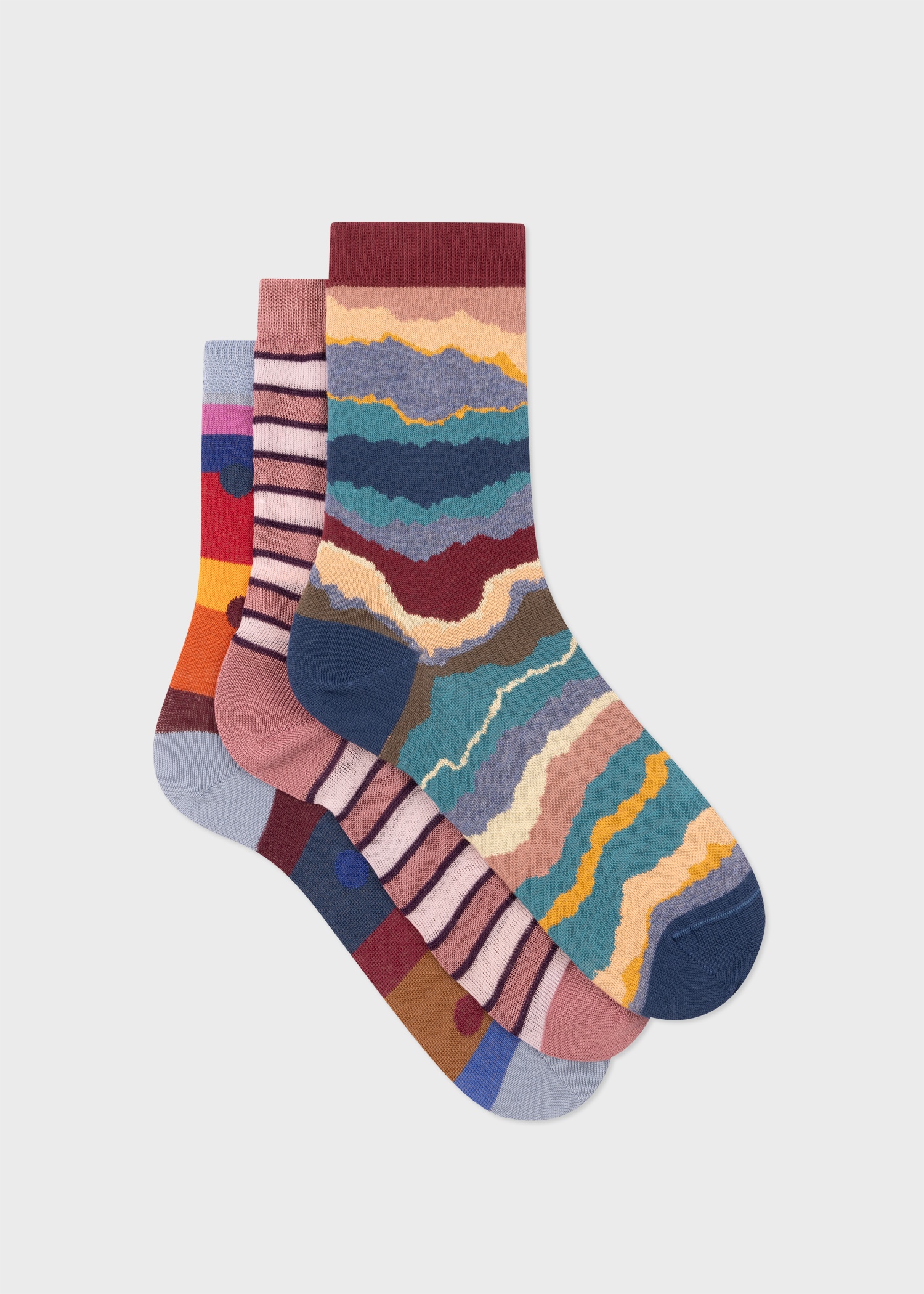Women's 'Torn Stripe' Three Pack Socks - 1
