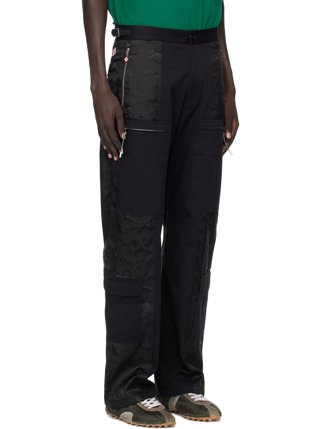 Black Nylon Mountain Camo Cargo Pants - 2