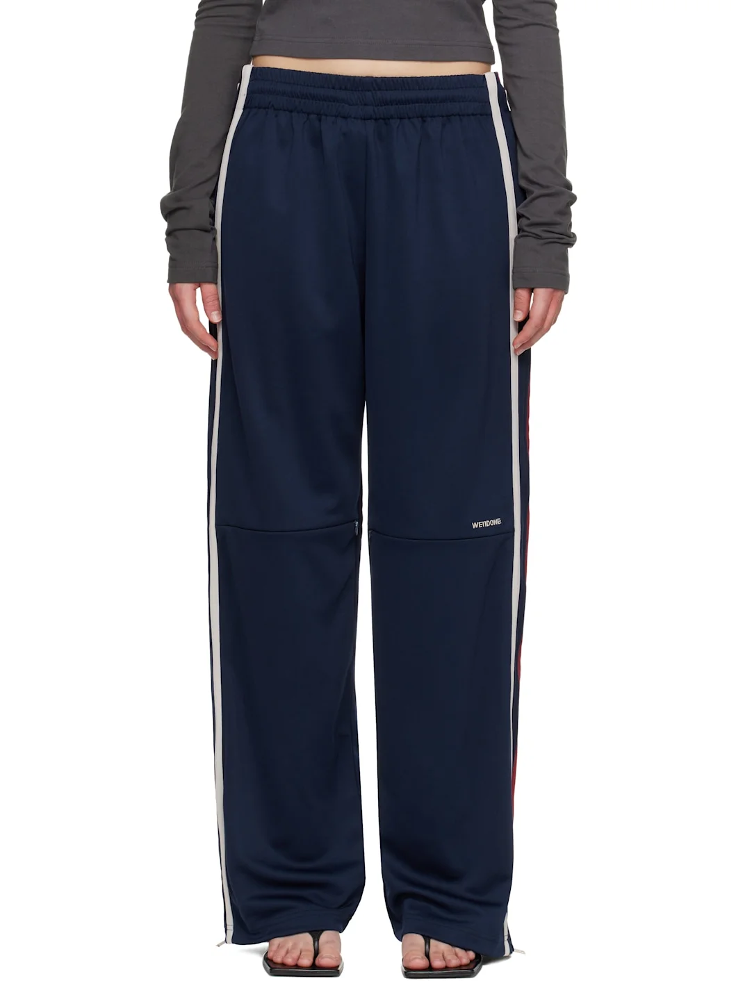 Navy Color-Block Track Pants - 1