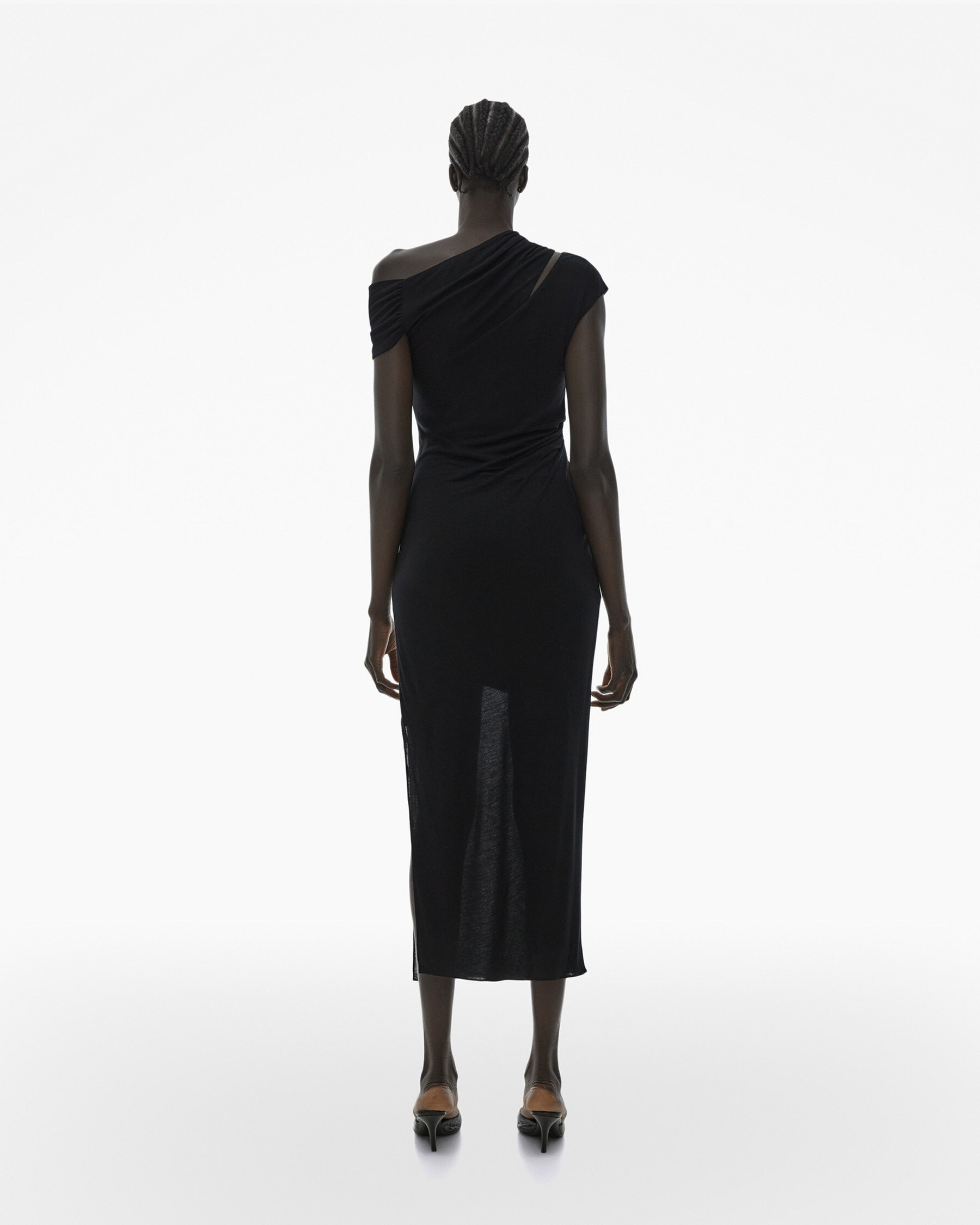 RIBBED ASYMMETRIC MAXI DRESS - 4