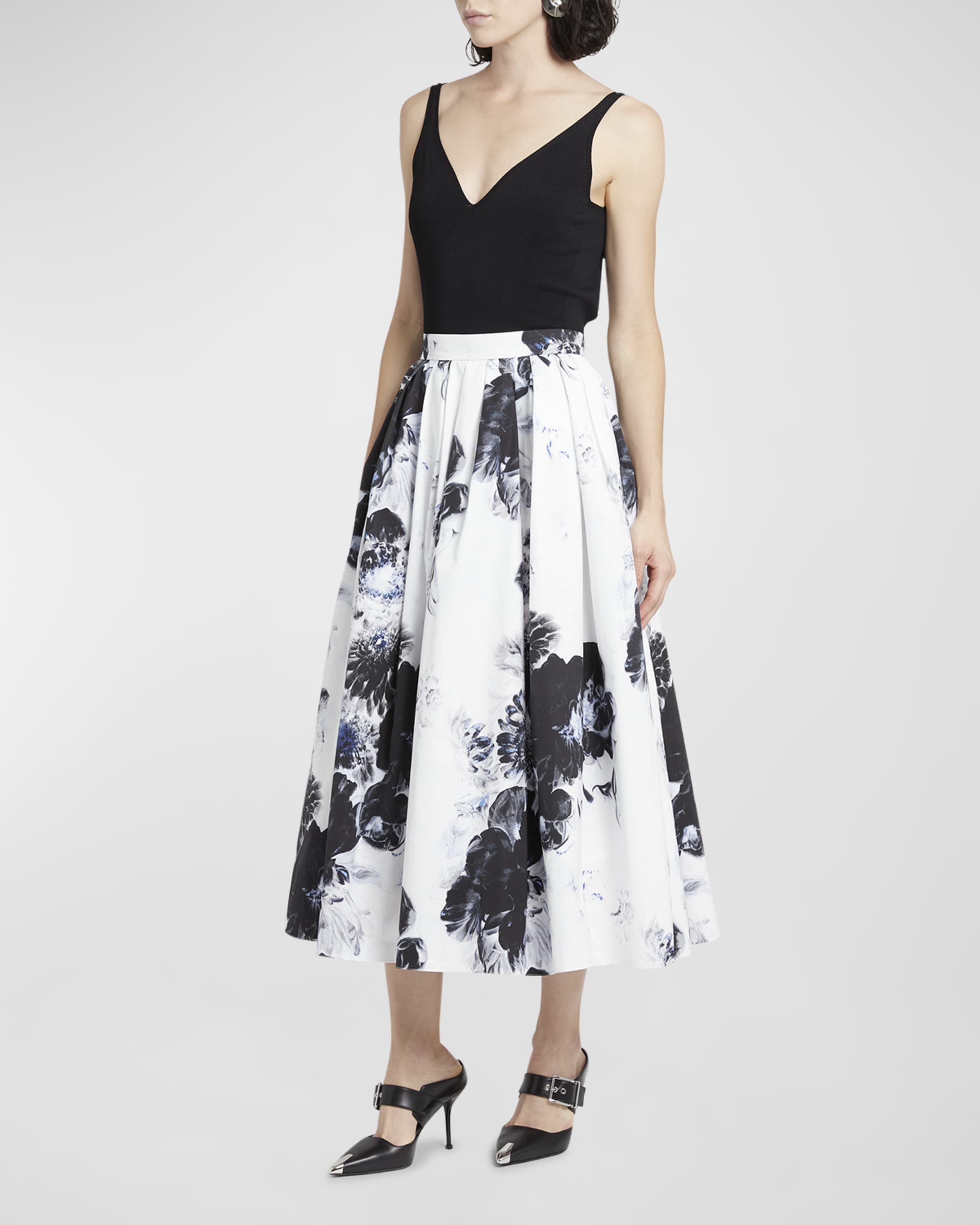 Floral-Print Midi Circle Skirt - 5