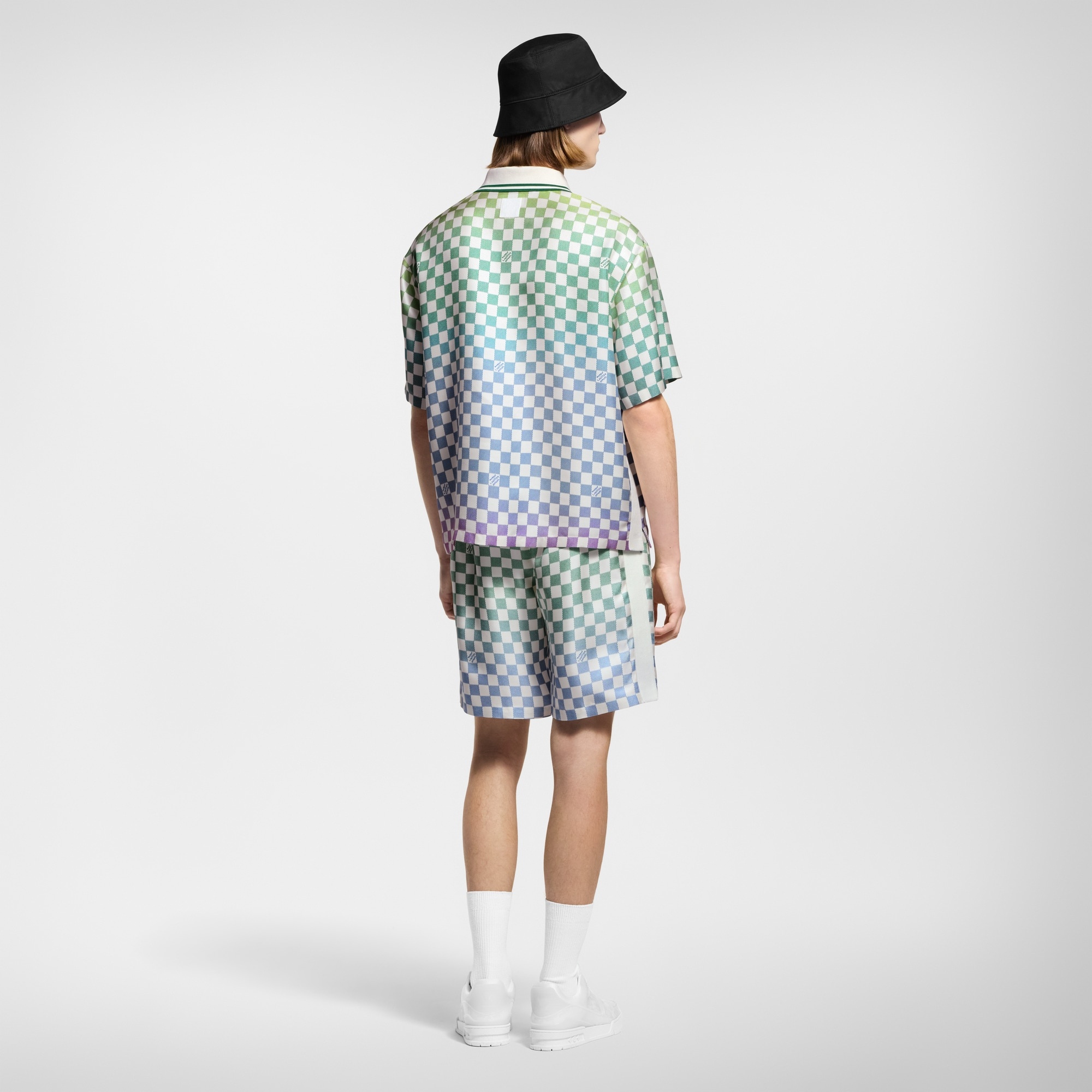 Damier Gradient Printed Silk Polo Shirt - 2