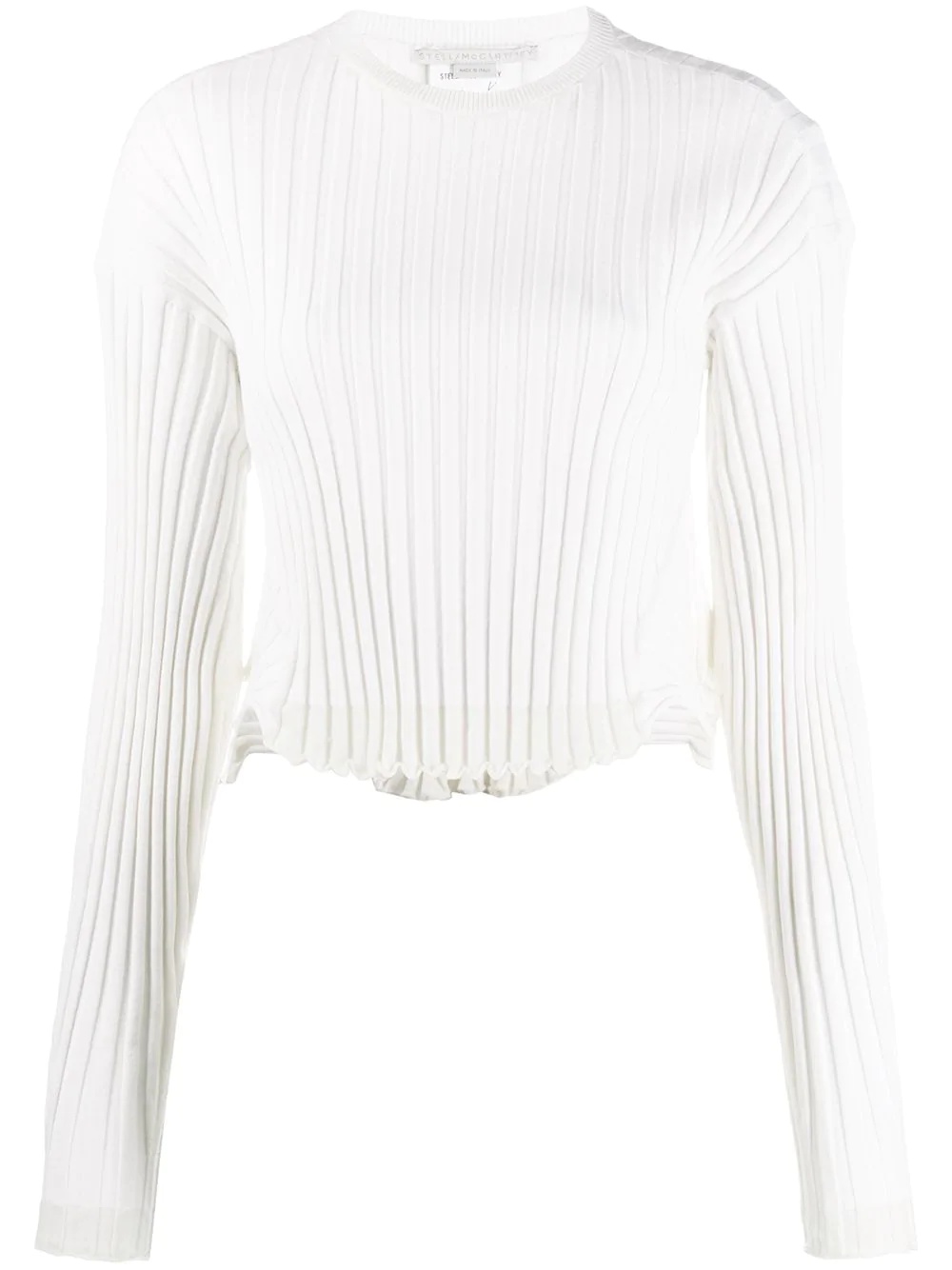 unfinished hem ribbed cropped top - 1