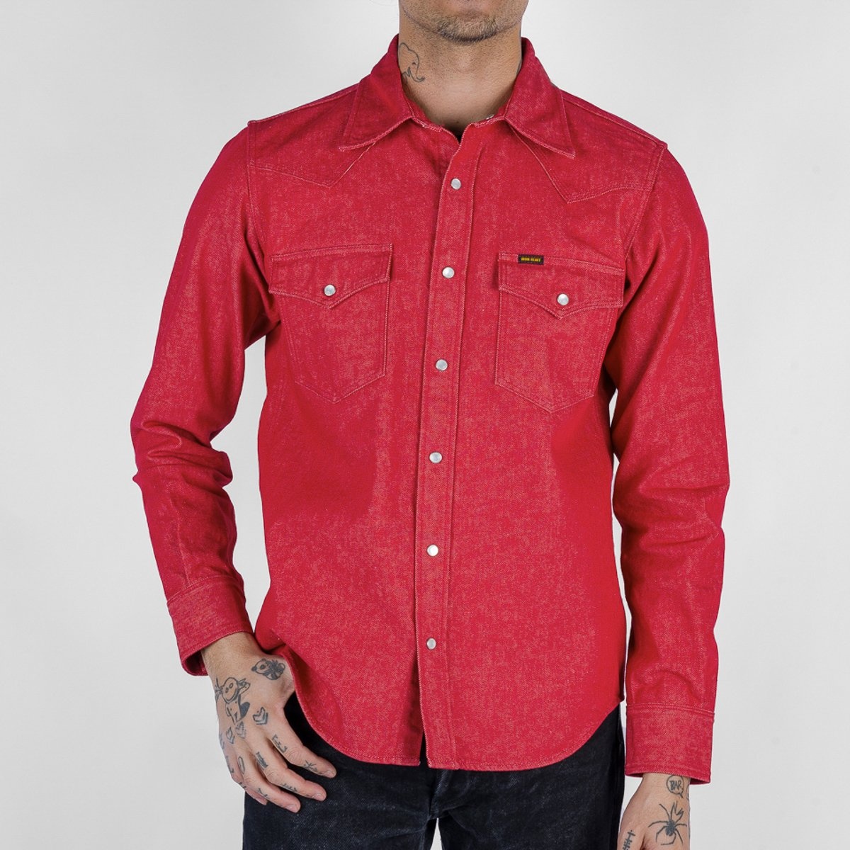 IHSH-396-RED 13.5oz Denim Western Shirt - Red - 2