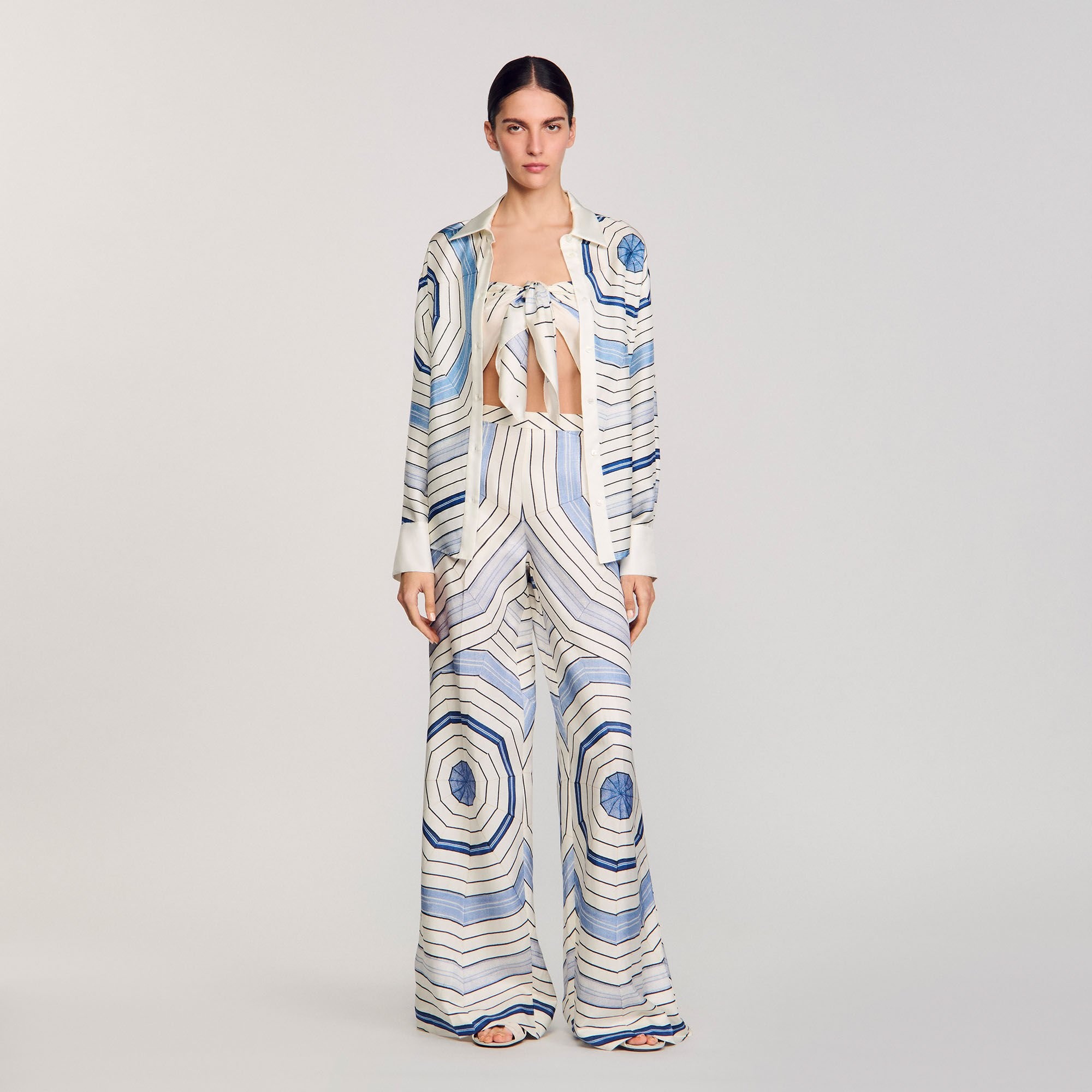 SPIRAL-MOTIF WIDE-LEG TROUSERS - 1