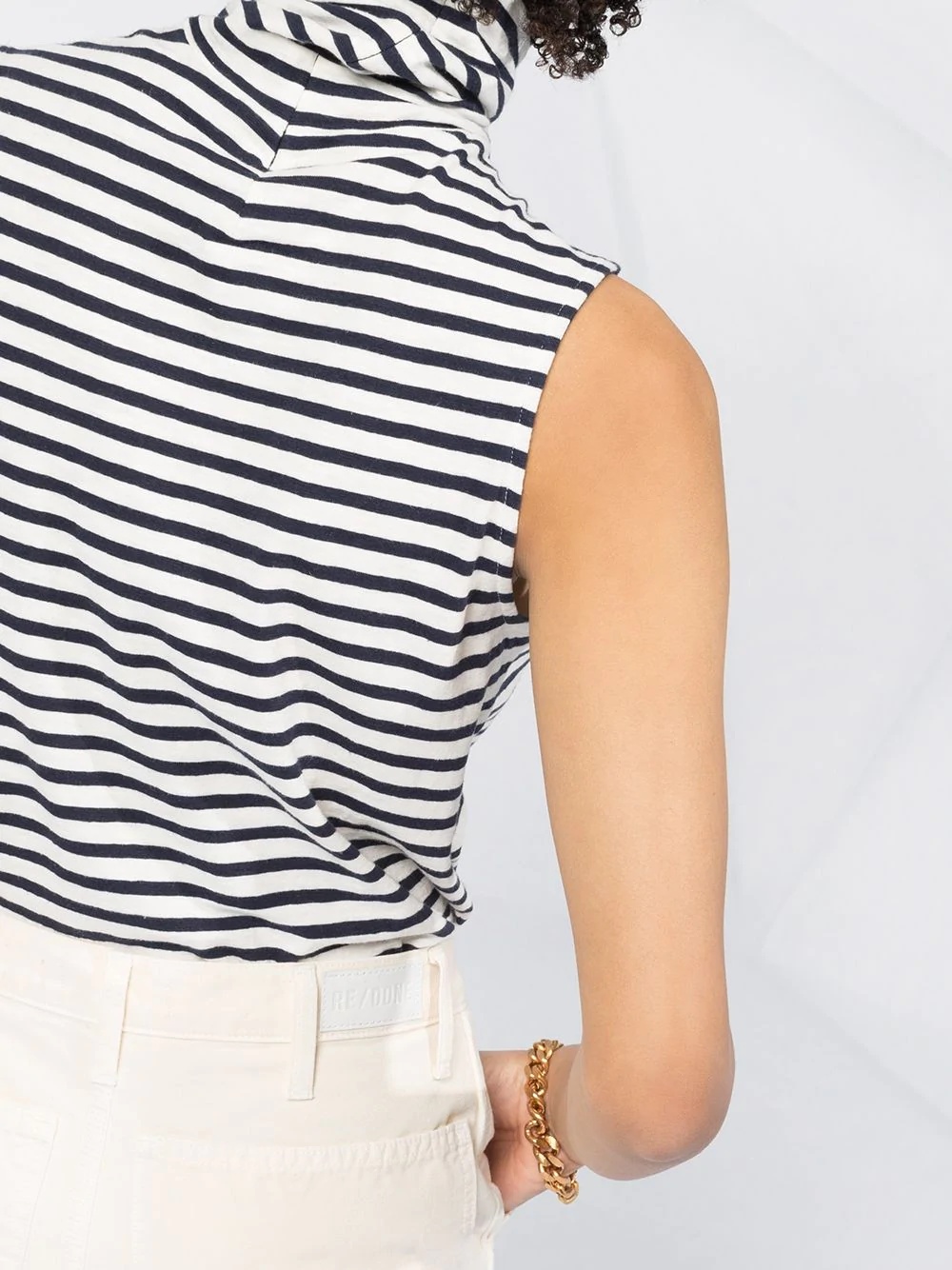 striped sleeveless T-shirt - 3