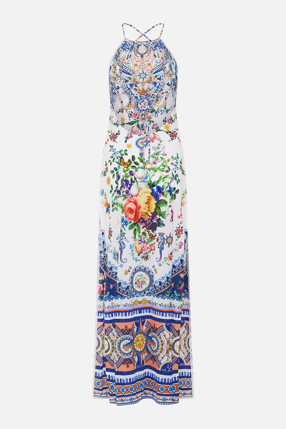 HIGH NECK MAXI DRESS WITH TIE BACK - 7