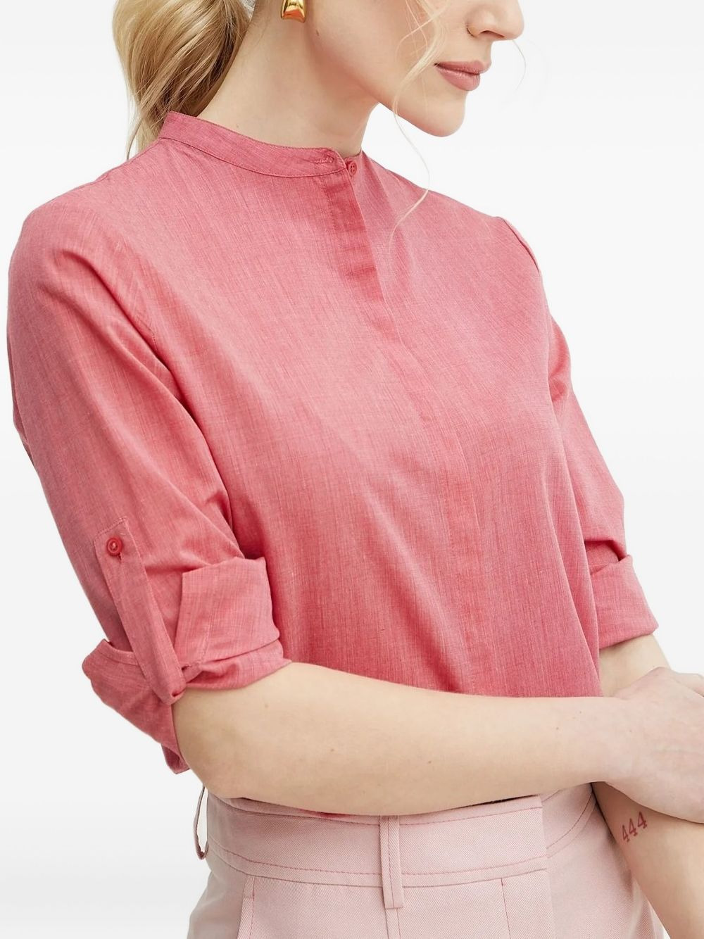 mandarin-collar long-sleeve shirt - 4