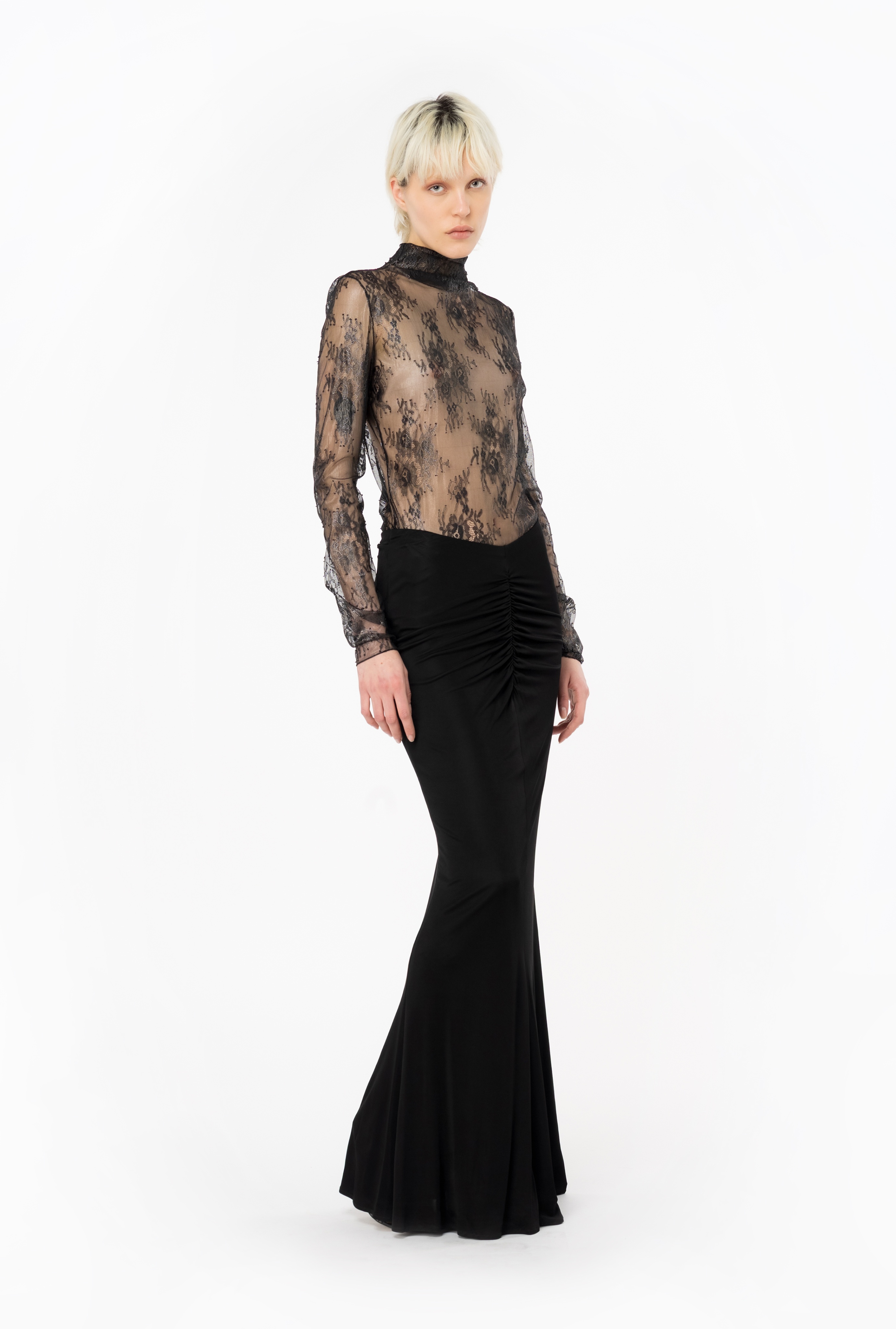 LONG GLOSSY JERSEY SKIRT - 3