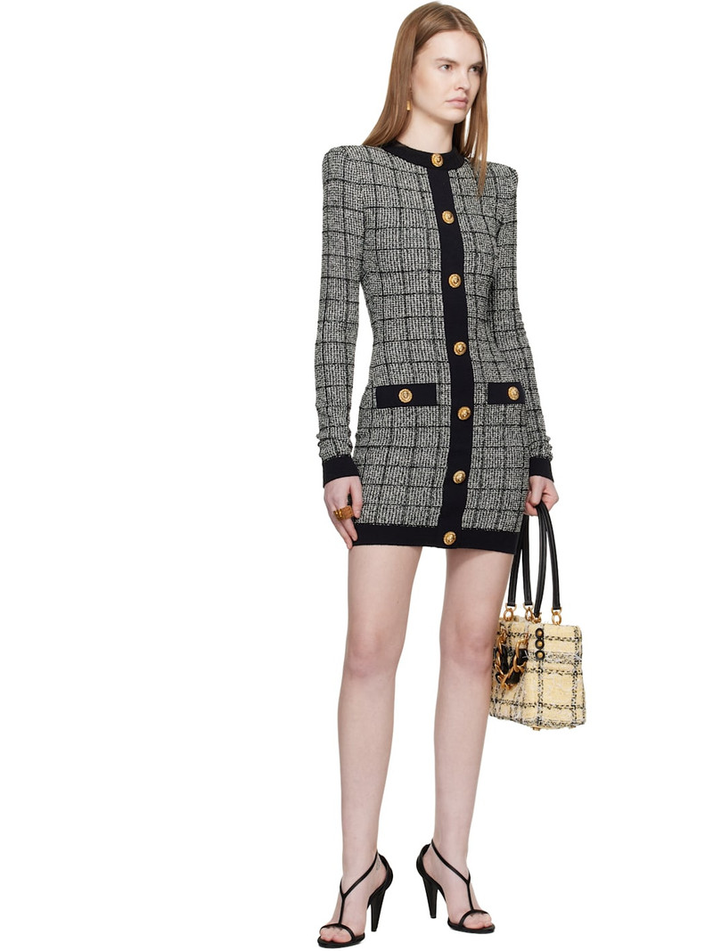 Balmain Black & White Buttoned Light Tweed Minidress outlook