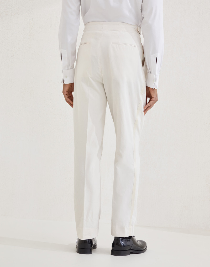 Brunello Cucinelli Sea Island cotton narrow wale corduroy tuxedo trousers with double pleats and waist tabs outlook
