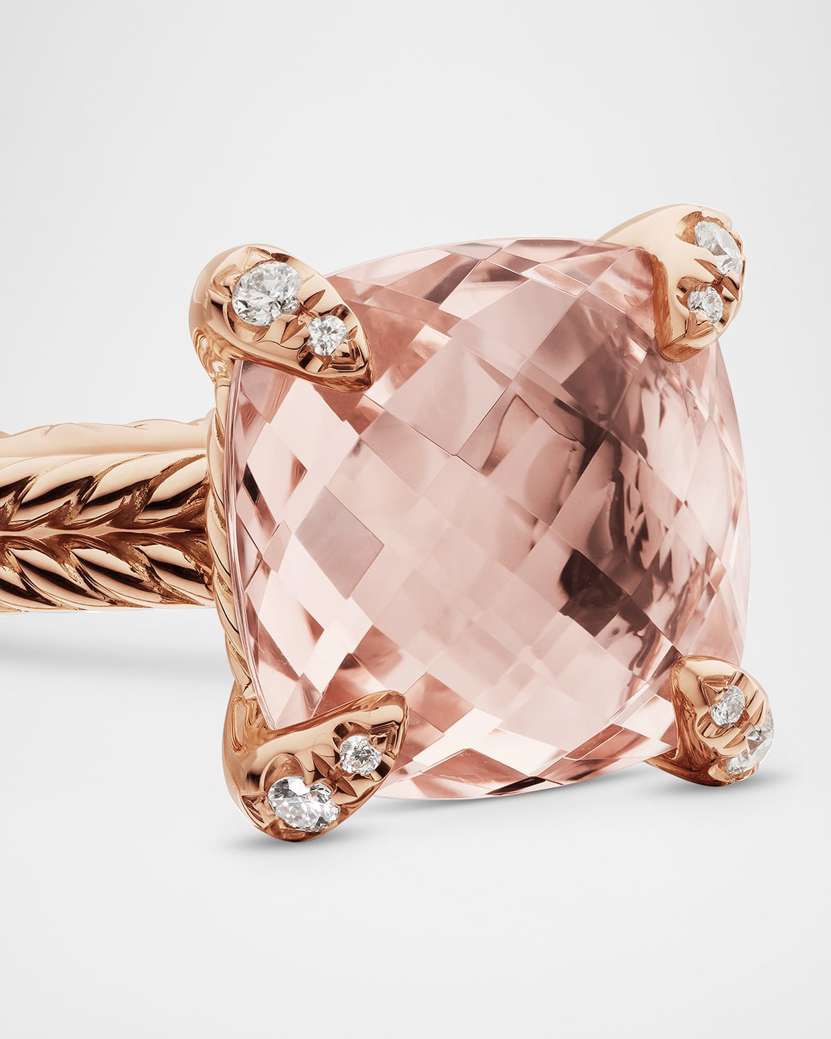 Chatelaine 11mm Rose Gold  Ring with Morganite & Diamonds - 5