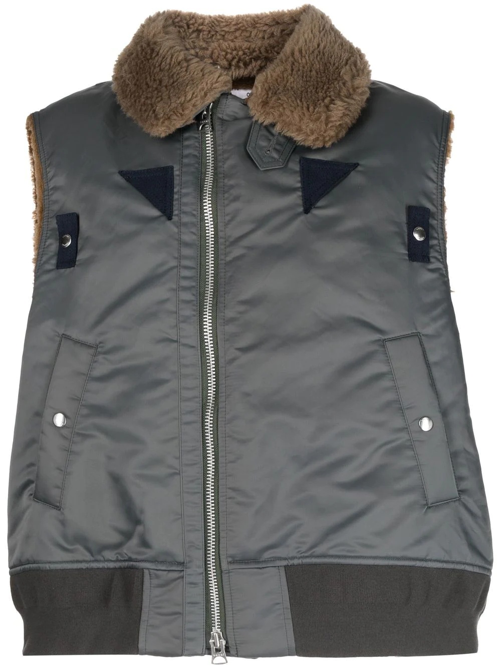 contrast-collar zipped gilet - 1