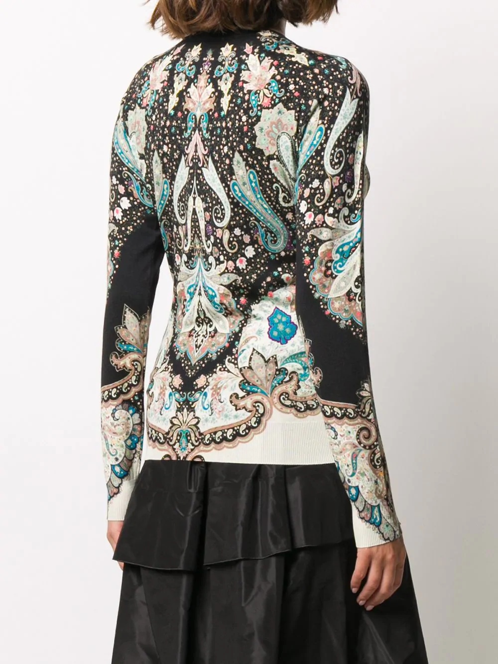 bohemian-print V-nekc pullover - 4