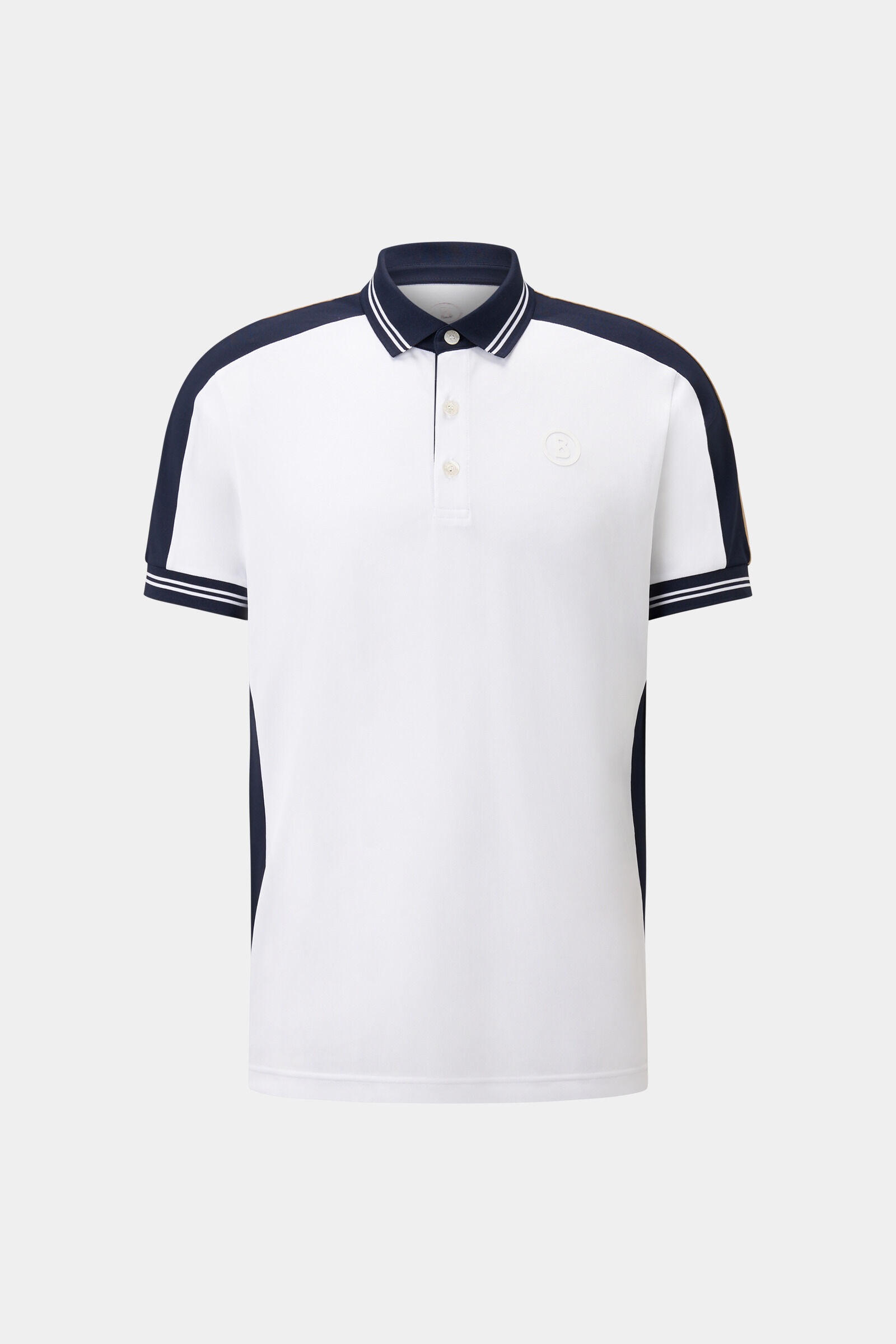 Cornelius functional short-sleeved top in White/navy blue/beige - 1