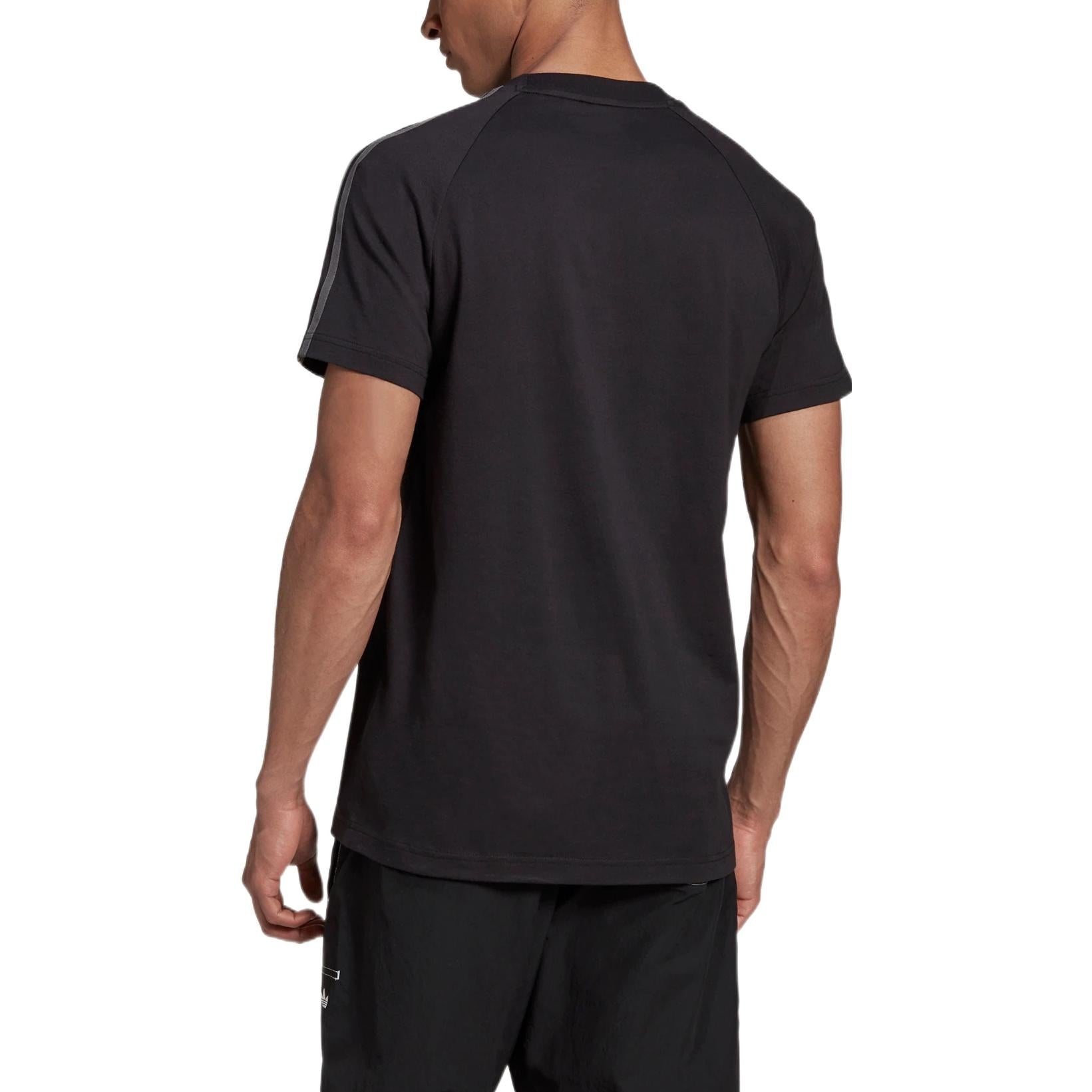 adidas originals Stripe Logo Micro Mark Round Neck Casual Short Sleeve Black GK1963 - 4