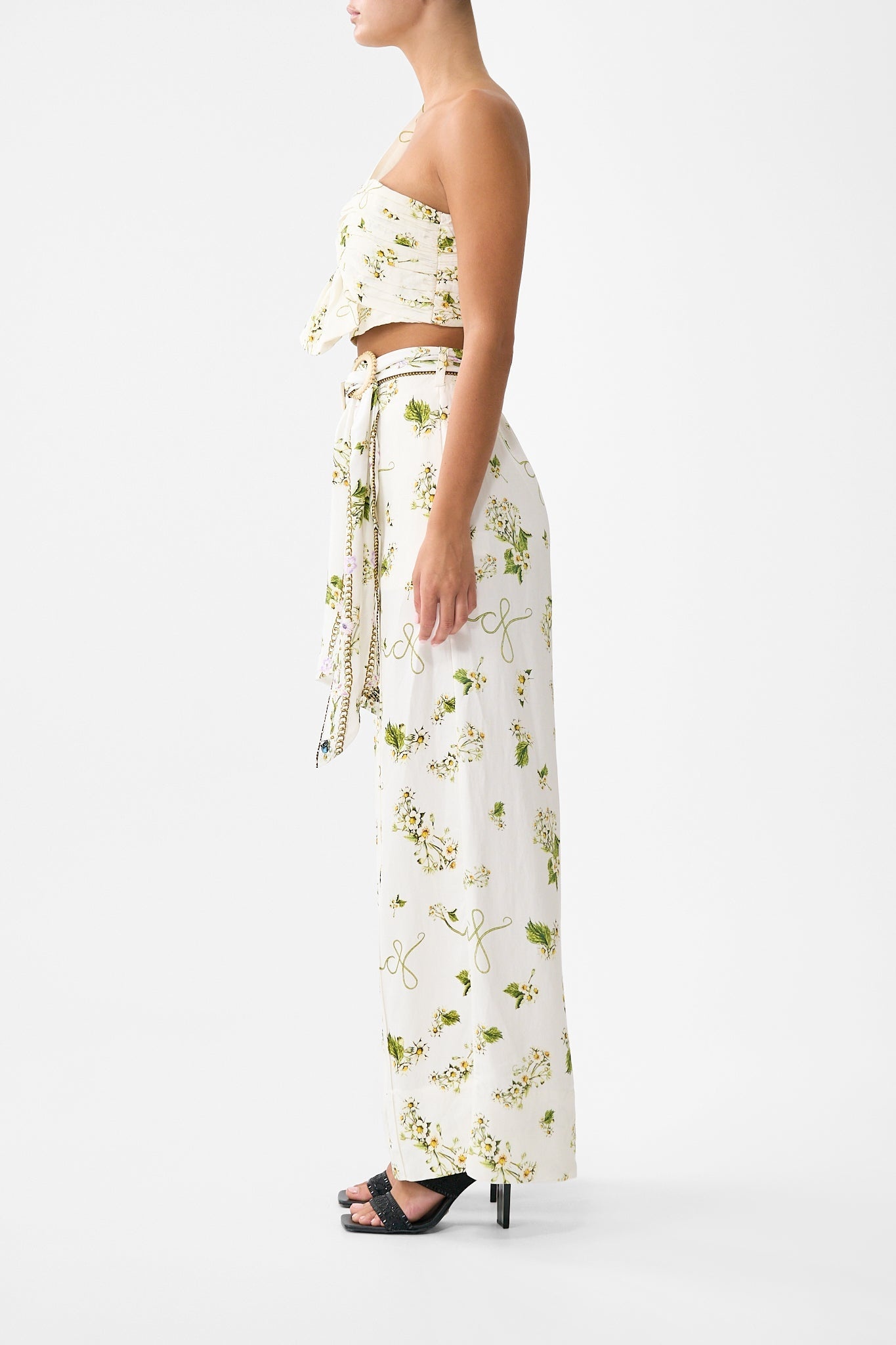 SCARF BELT WIDE LEG PANT - 4