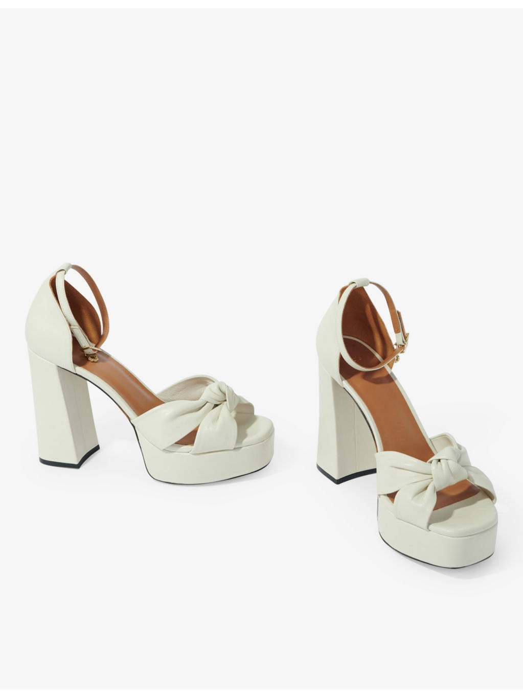 Tie-knot leather heeled sandals - 3