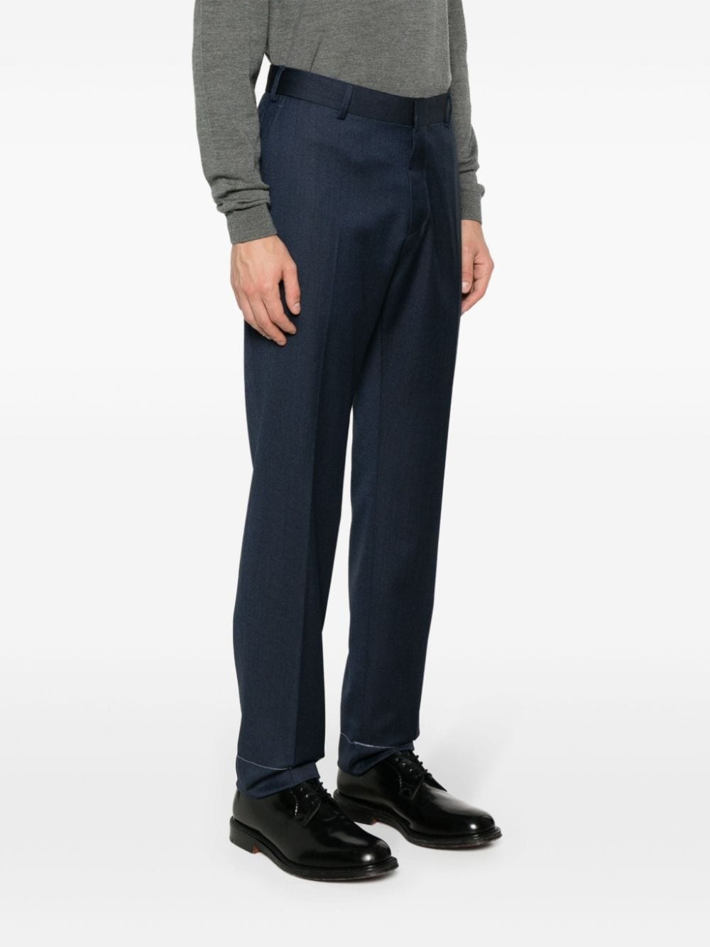 pressed-crease concealed-fastening tailored trousers - 3