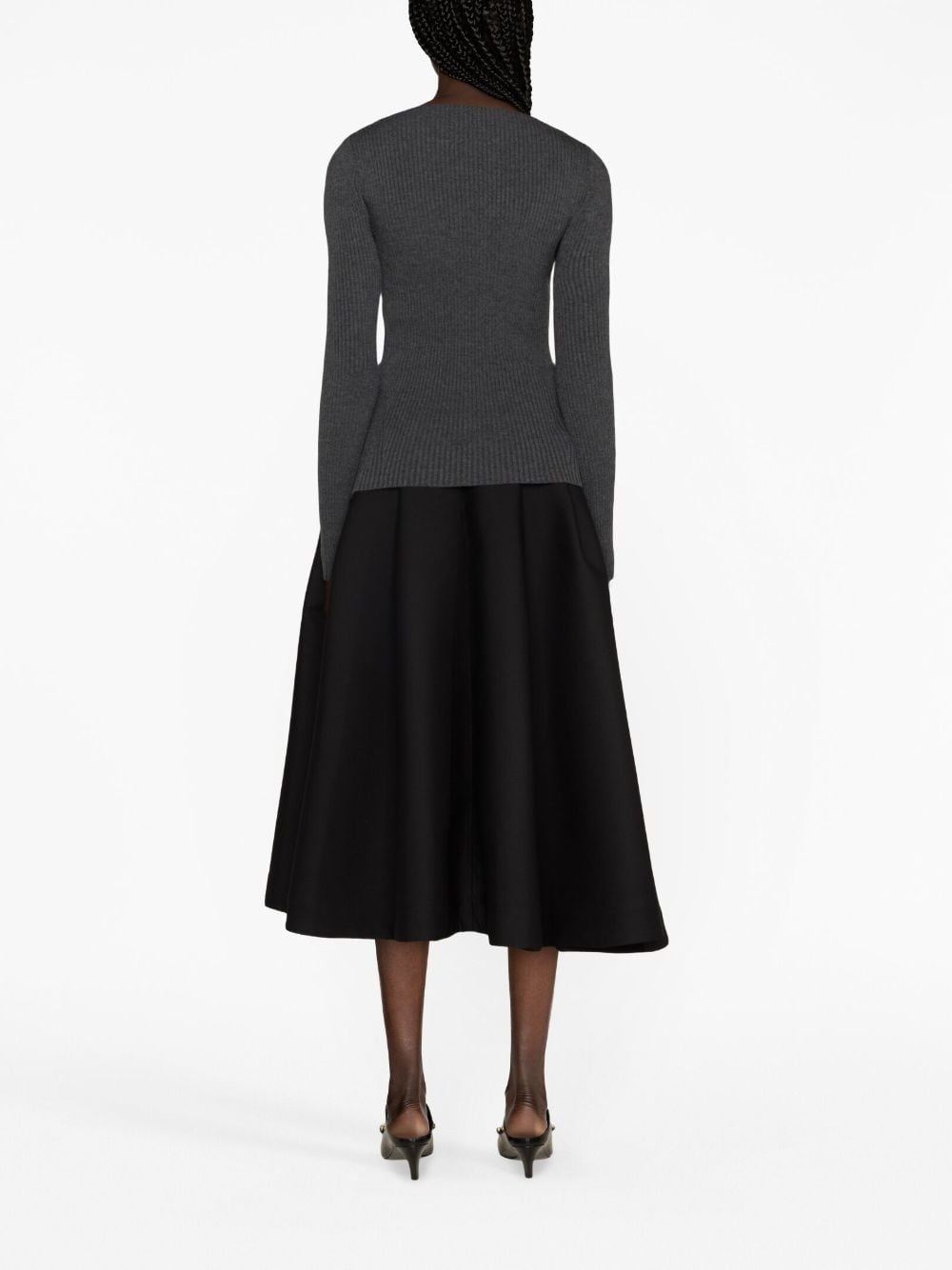 cut-out wool-blend top - 4