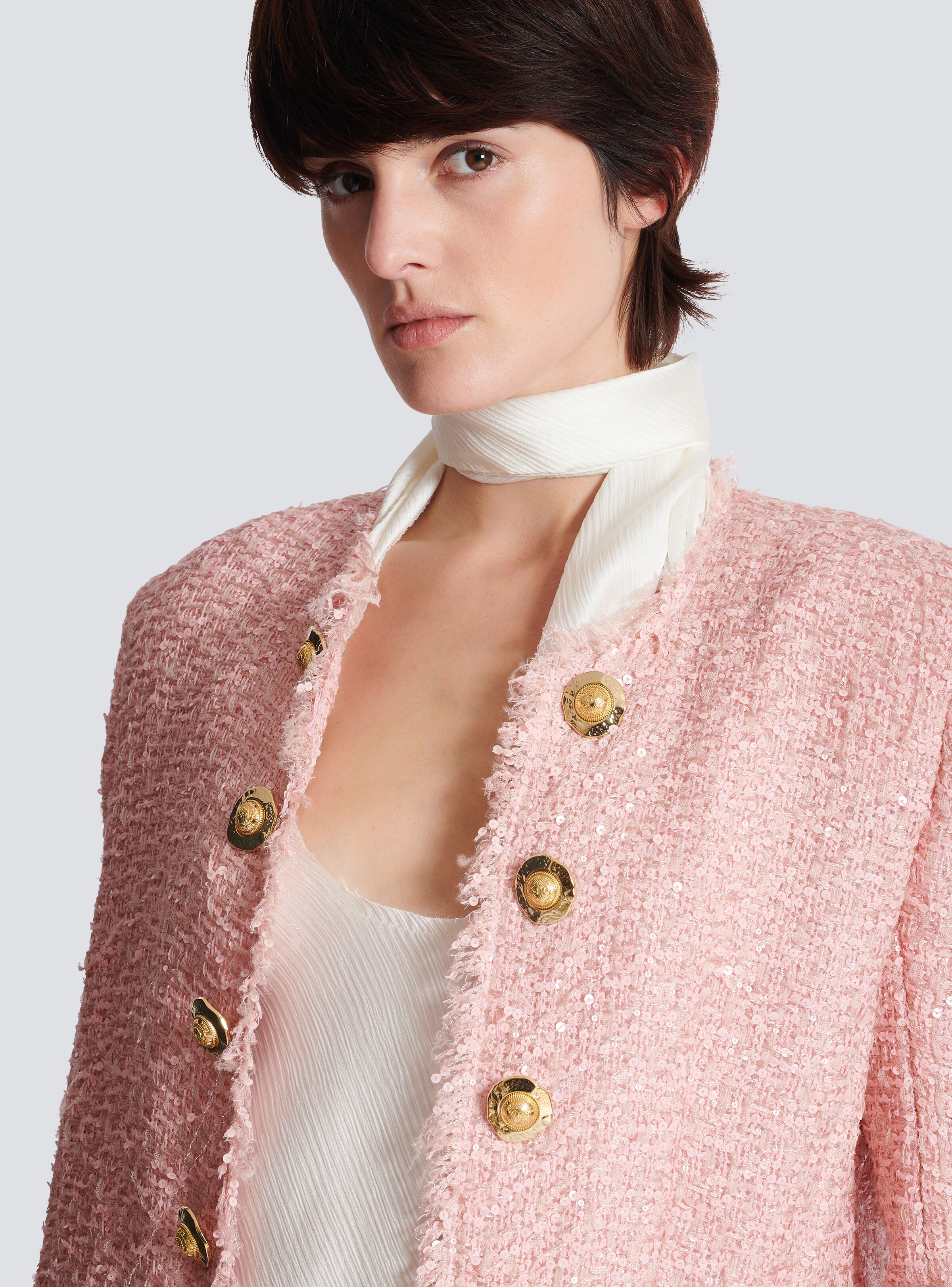 Edge-to-edge sequin tweed jacket - 8