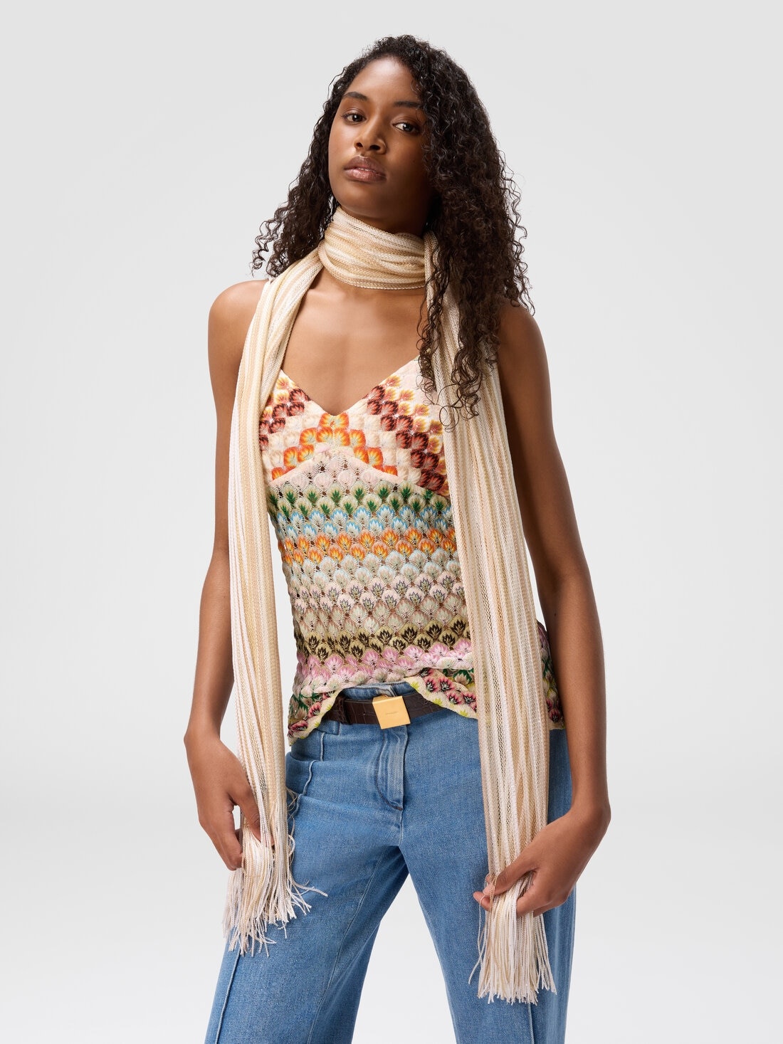 Striped scarf with fringes - 3
