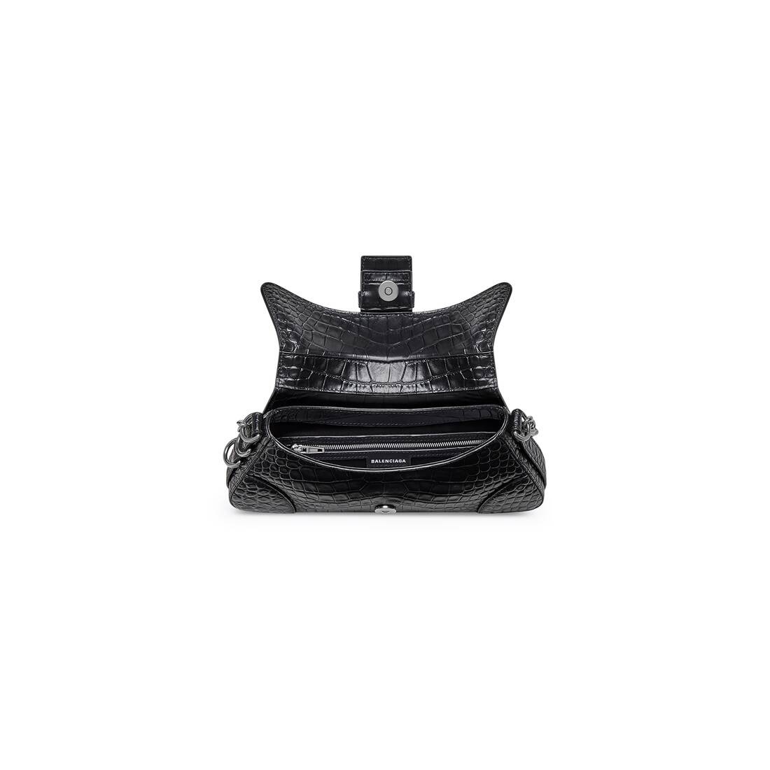Women's Lindsay Small Shoulder Bag With Strap Crocodile Embossed in Black - 6