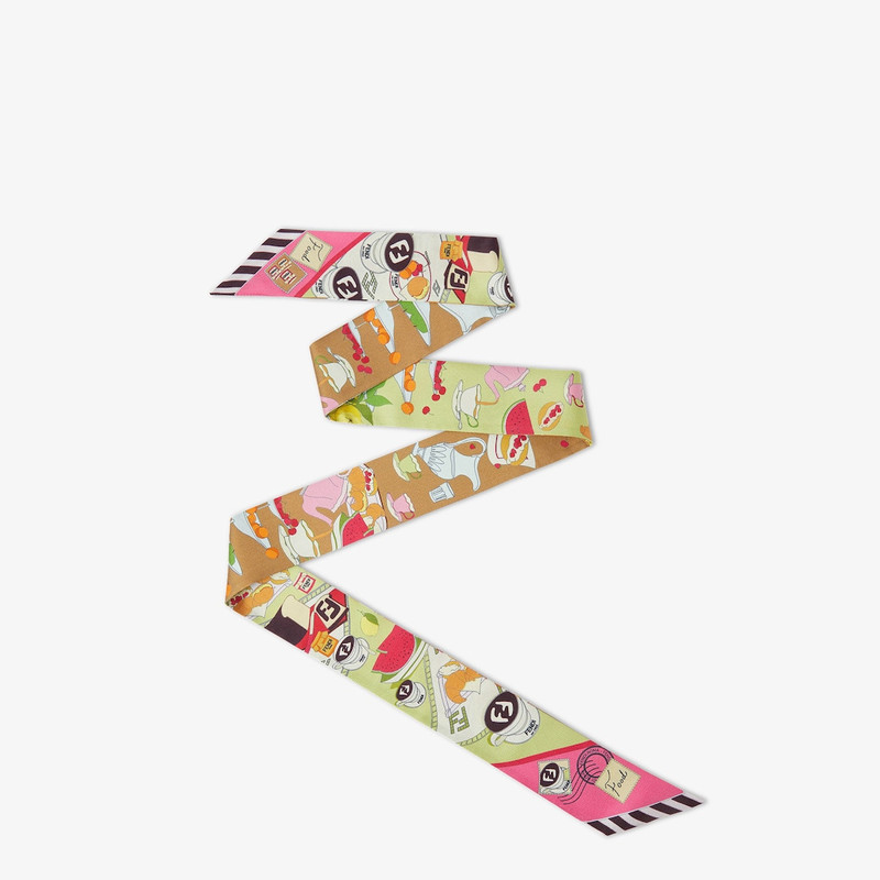 Wrappy Multicolor silk narrow scarf 1