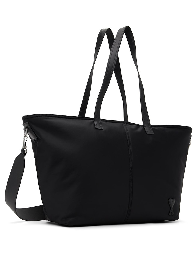 AMI Paris Black Nylon Marcel Small Shopping Tote outlook