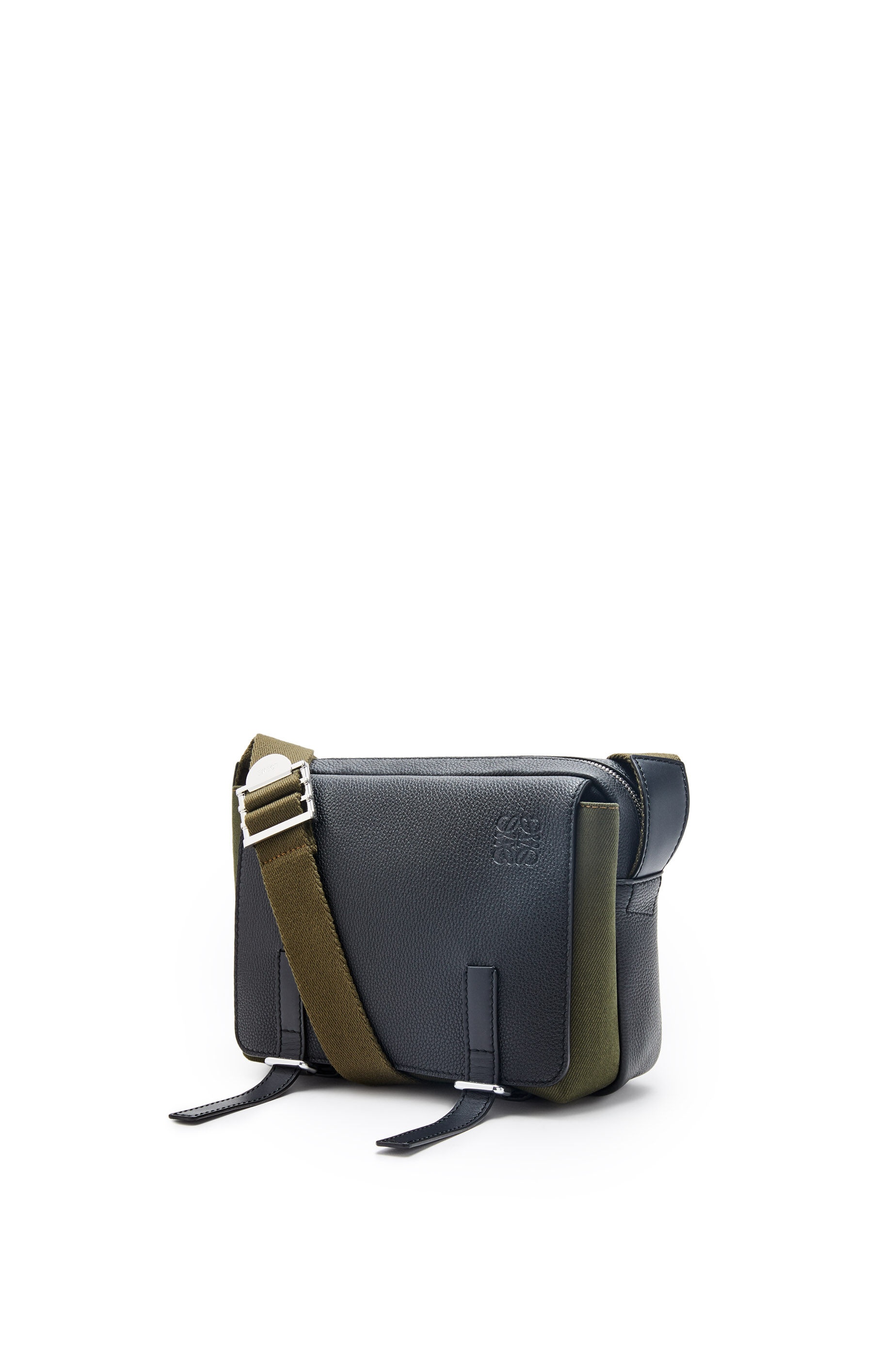 XS Military Messenger bag in soft grained calfskin and canvas - 3