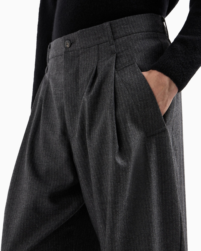 Virgin-wool and cashmere single-pleat trousers with jacquard pinstripes 5