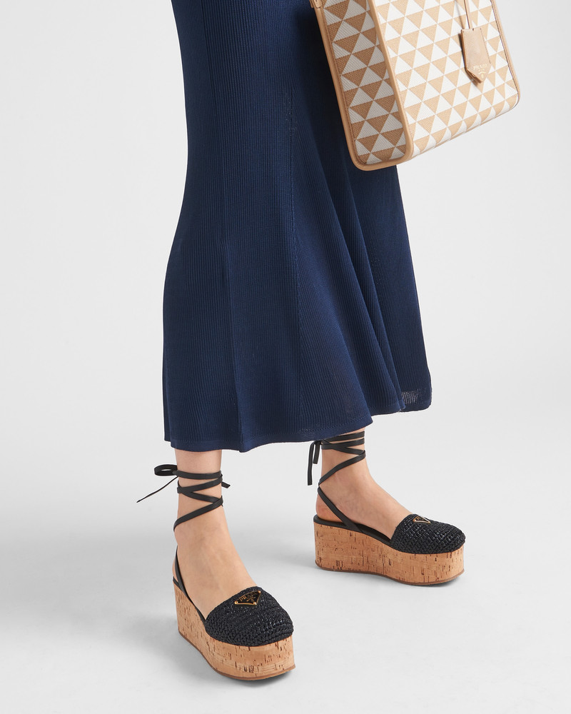 Prada Crochet wedge sandals outlook