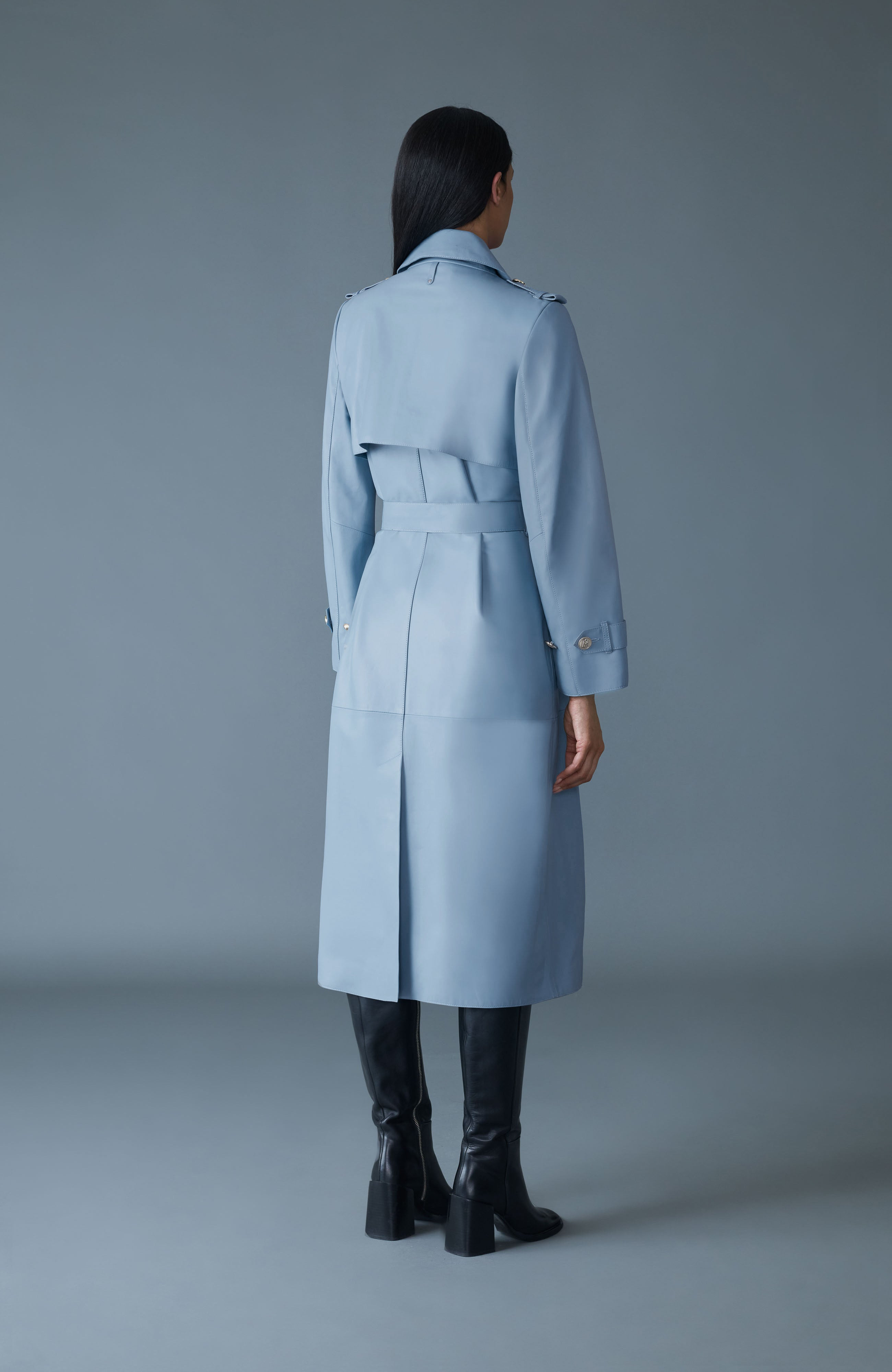 GAEL-V Maxi Leather Trench Coat - 4