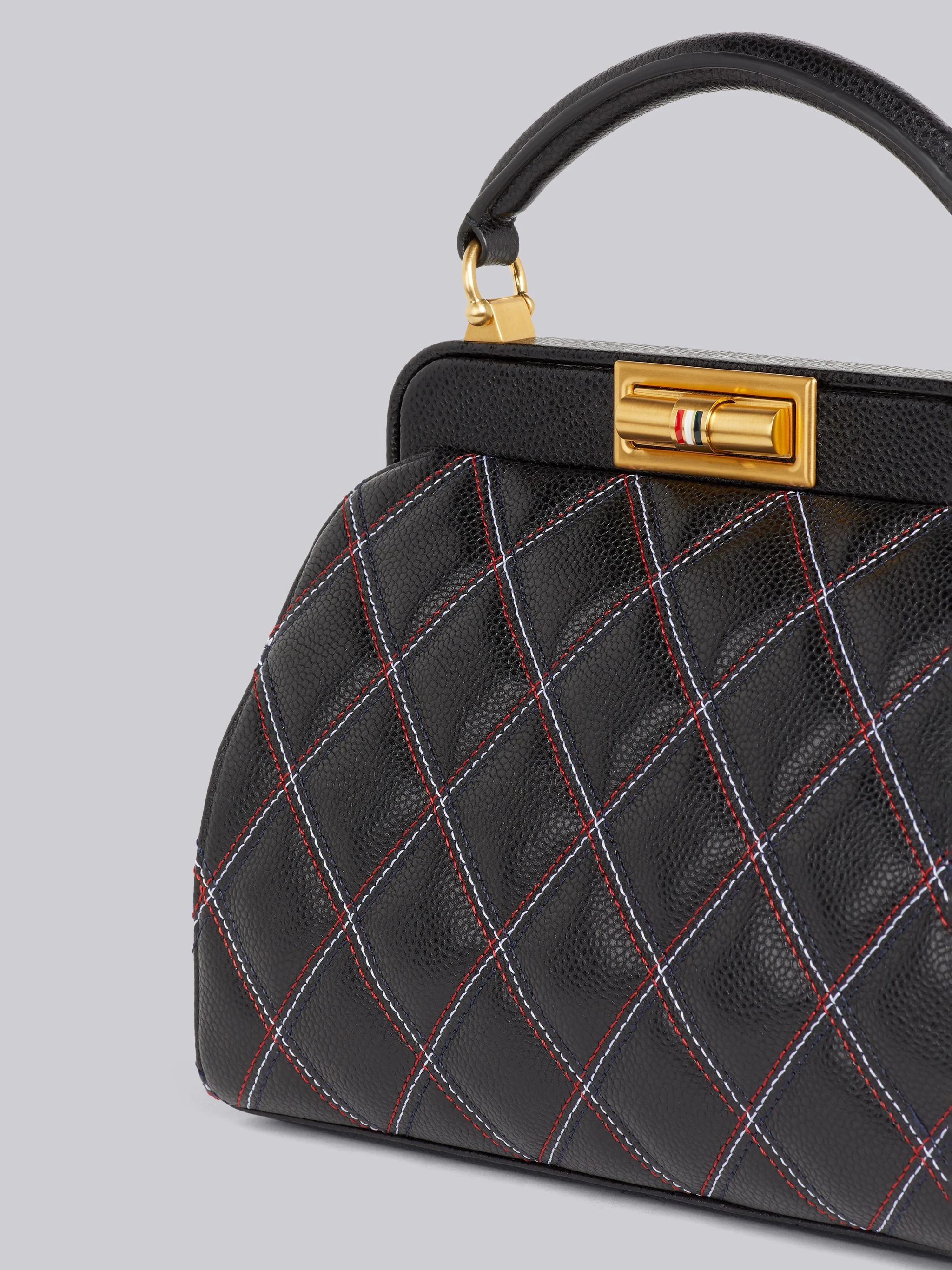 Black Quilted Caviar Agneau Leather Small Doctor Bag - 2