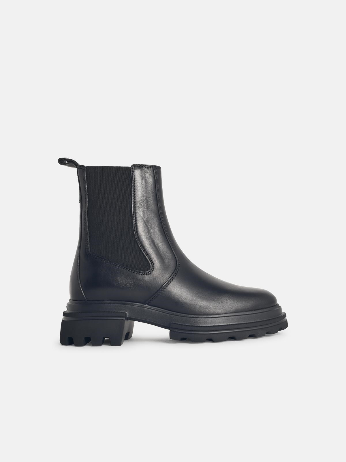 BLACK LEATHER ANKLE BOOTS - 1