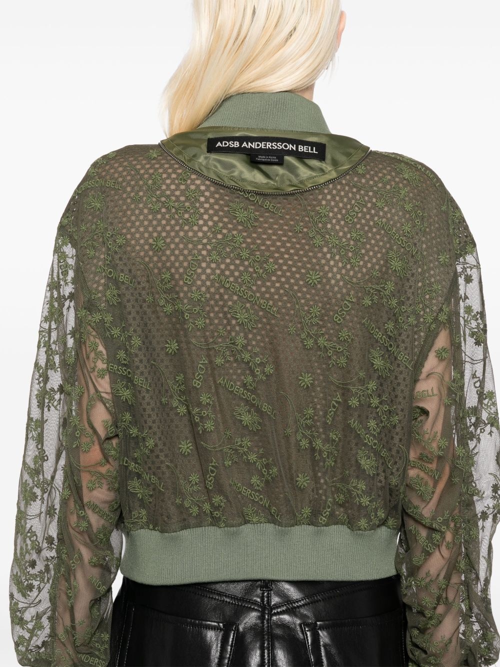 double layered logo lace short bomber jacket - 5