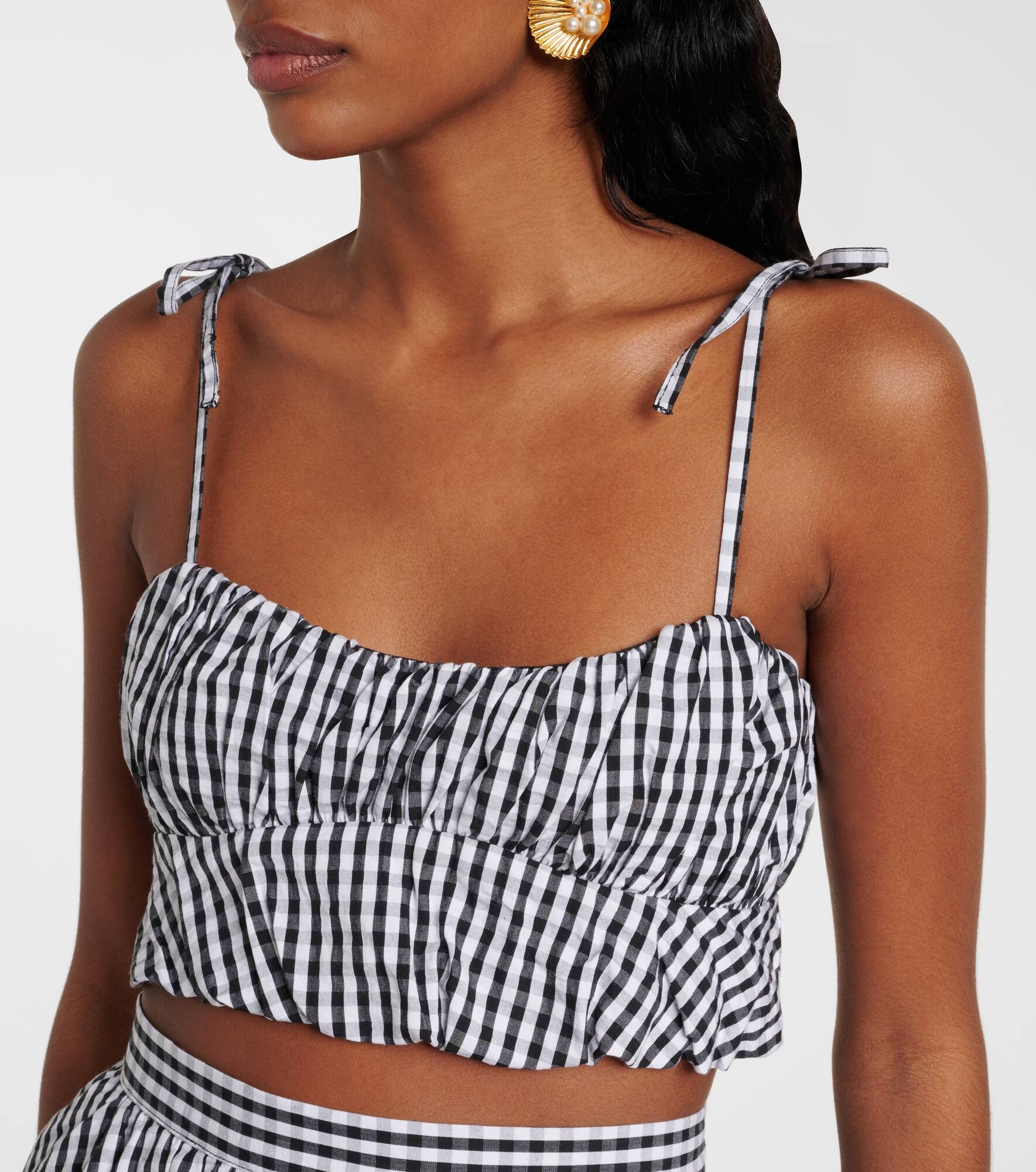 Gingham cotton poplin top - 4