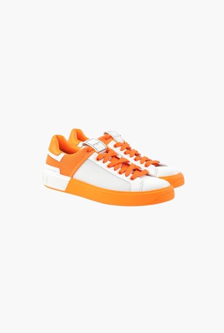 White and orange smooth leather and mesh B-Court sneakers - 2