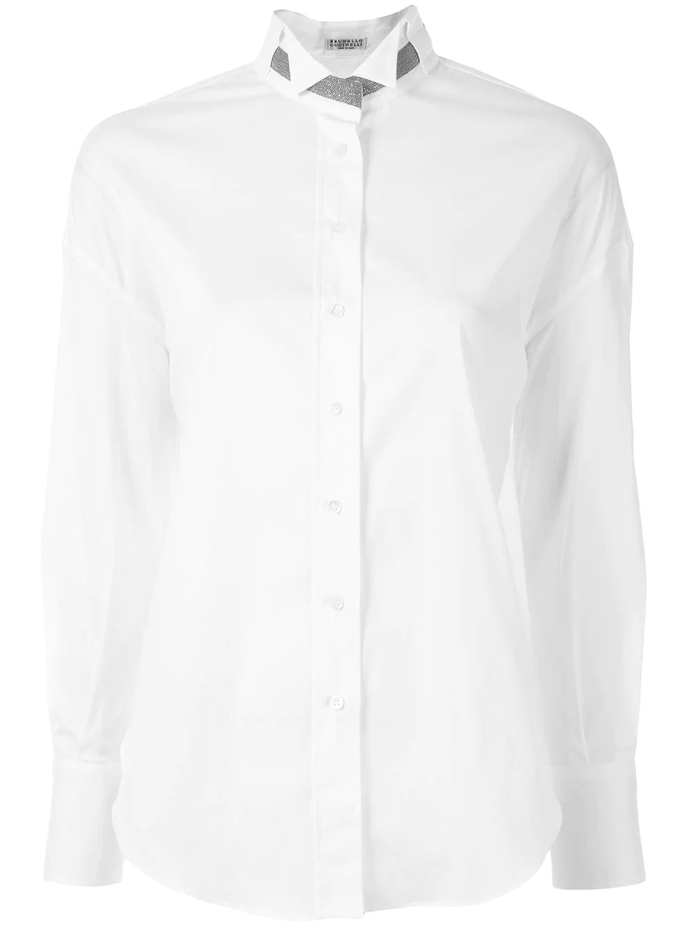 bead collar long-sleeve shirt - 1