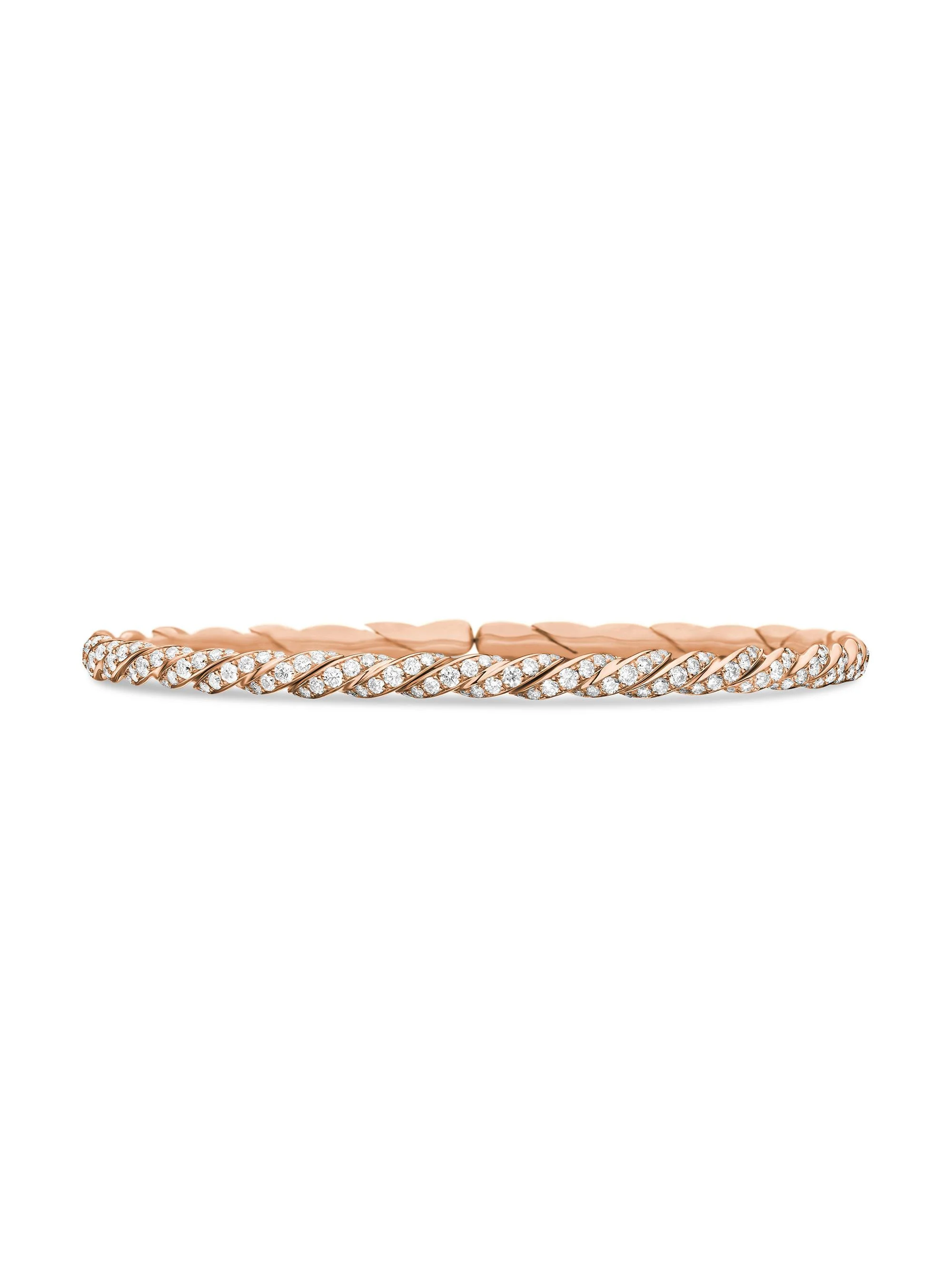 Women's Sculpted Cable Flex Bracelet in 18K Rose Gold - Diamond - 1