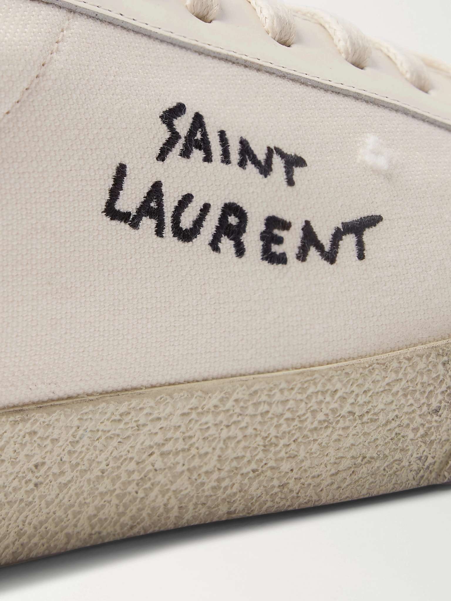 SL/06 Court Classic Leather-Trimmed Logo-Embroidered Distressed Canvas Sneakers - 6