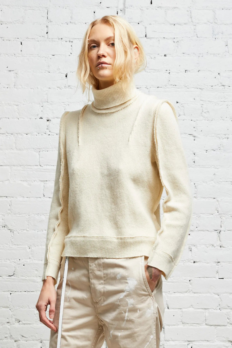 R13 FLAT SLEEVE TURTLENECK - ECRU outlook